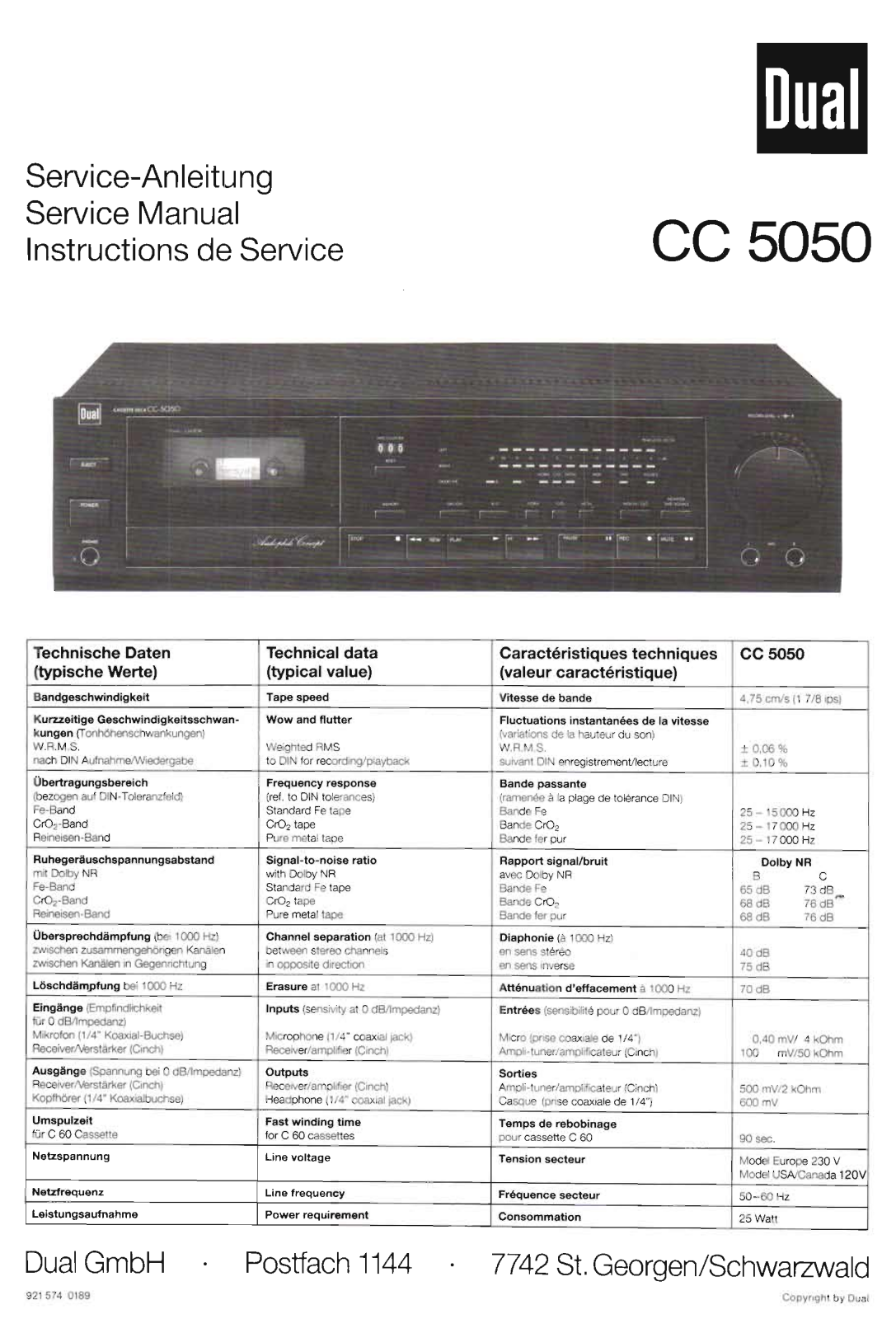 Dual CC-5050 Service Manual