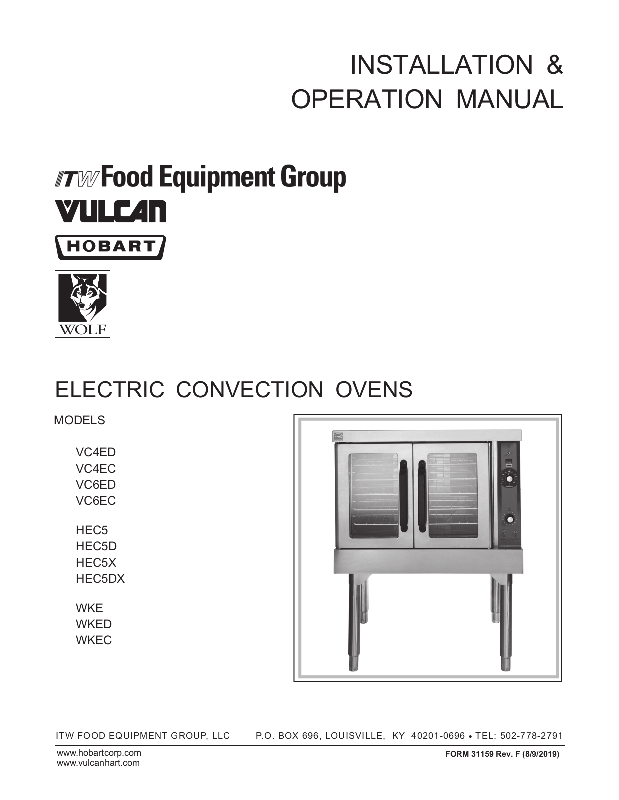 ITW Food Equipment Group VC4ED, VC4EC, VC6ED, VC6EC, HEC5 Installation & Operation Manual