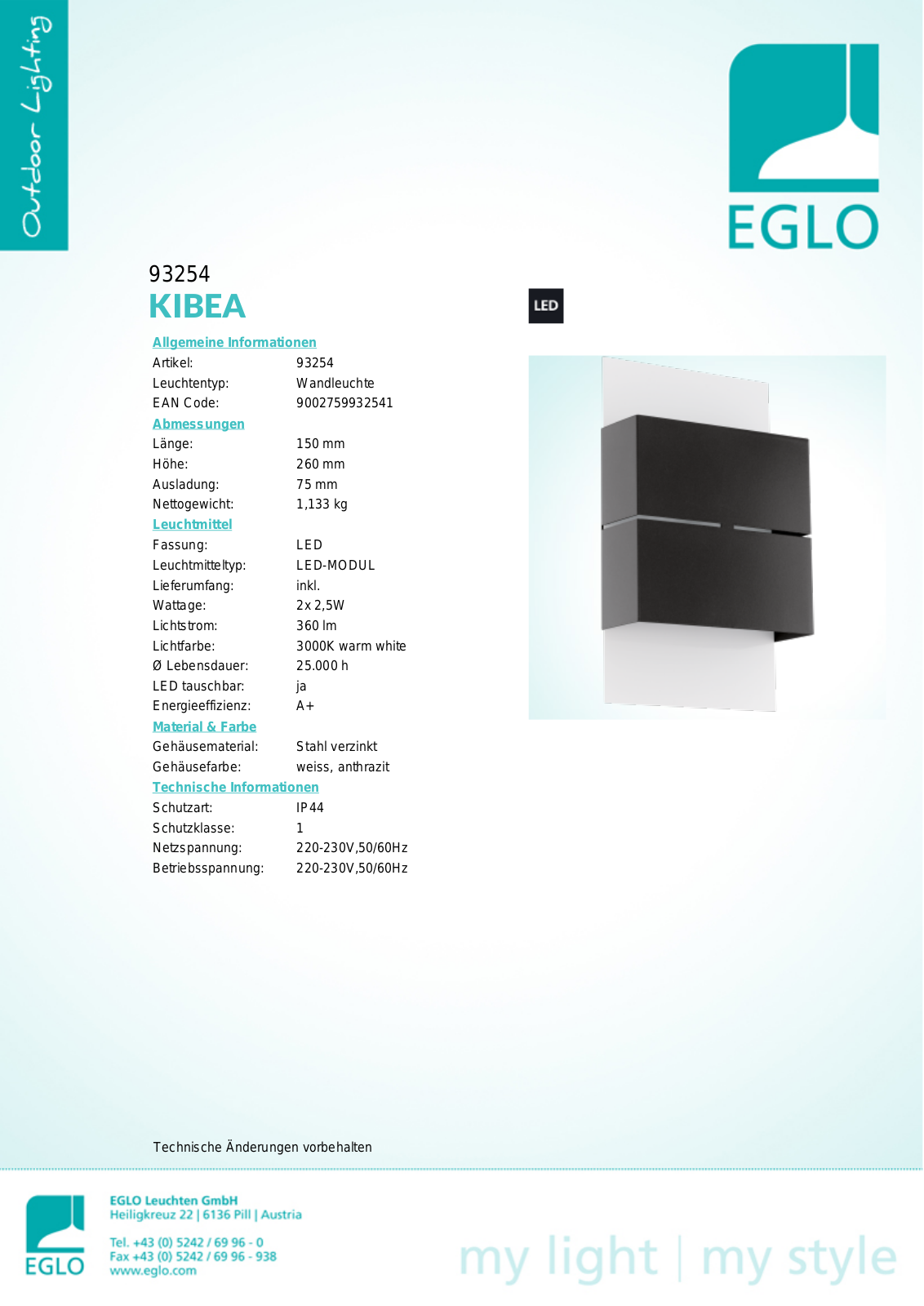 Eglo 93254 Service Manual