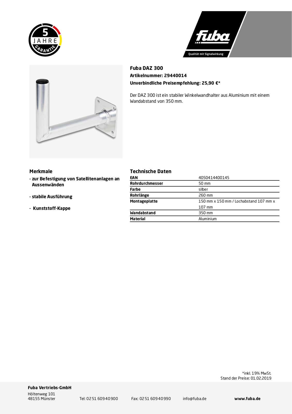 Fuba DAZ 300 Technische Daten