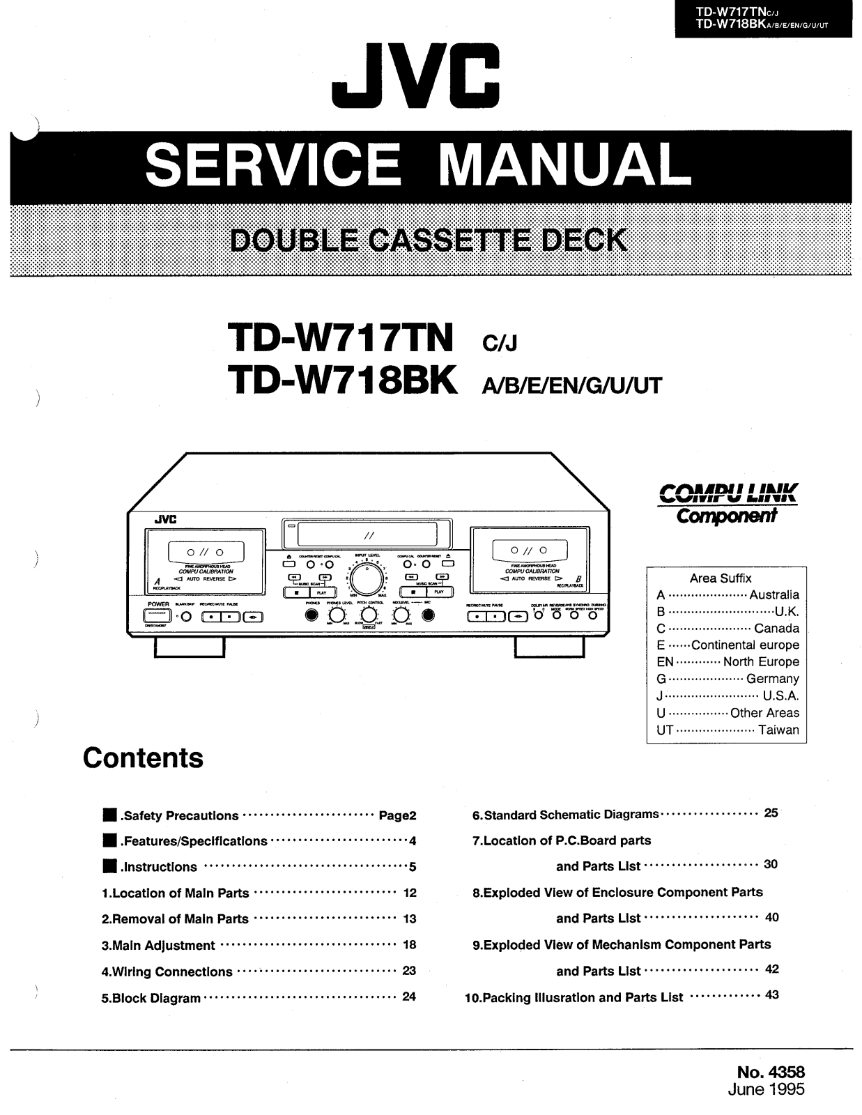 JVC TD-W717TNC, TD-W717TNJ, TD-W718BKA, TD-W718BKB, TD-W718BKE Service Manual