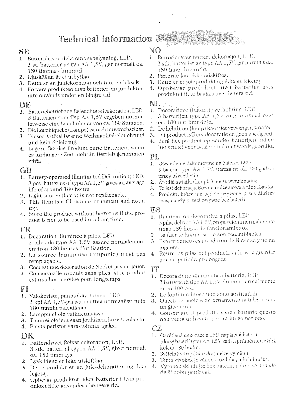 Konstsmide 3153, 3154, 3155 User guide