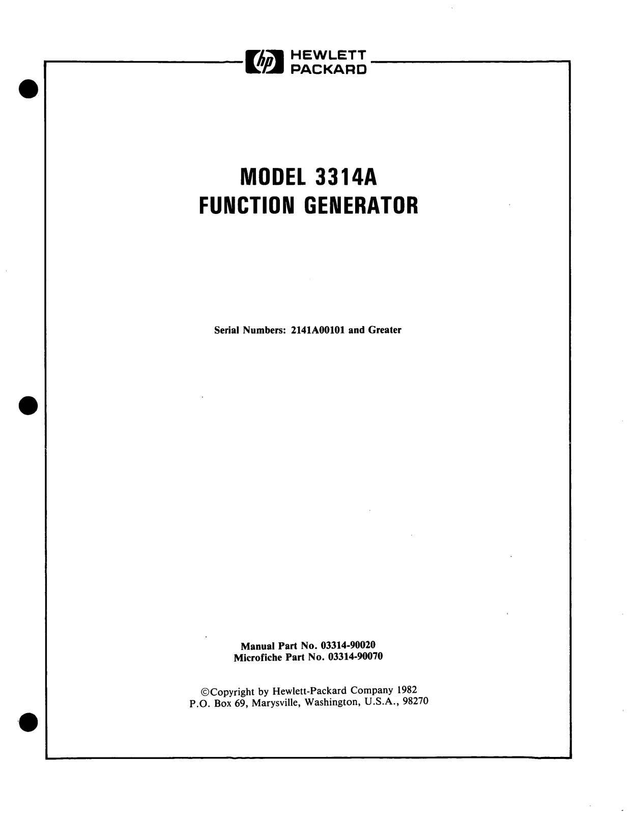 HP 3314A Service Manual