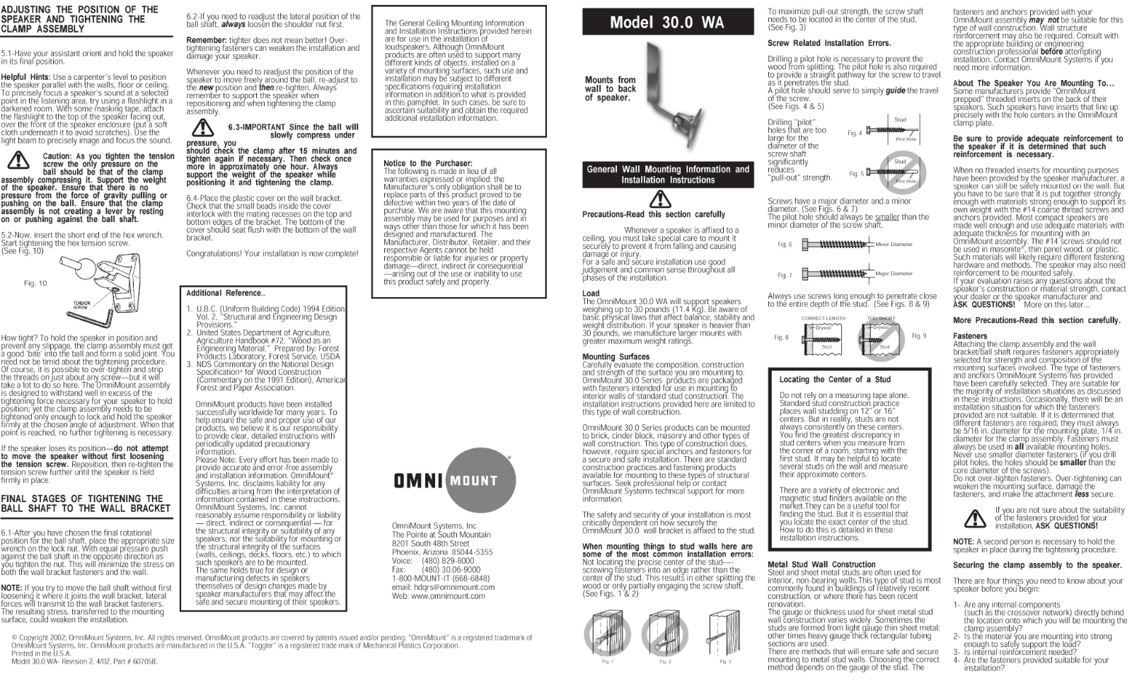 Omnimount 30.0 WA User Manual