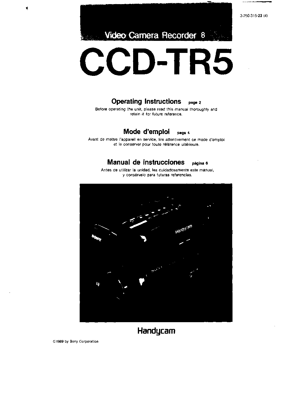 Sony CCD-TR5 User Manual