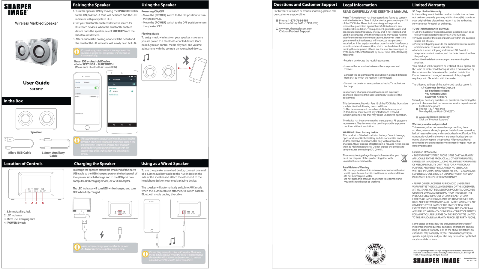 Sharper image SBT3017 User Manual