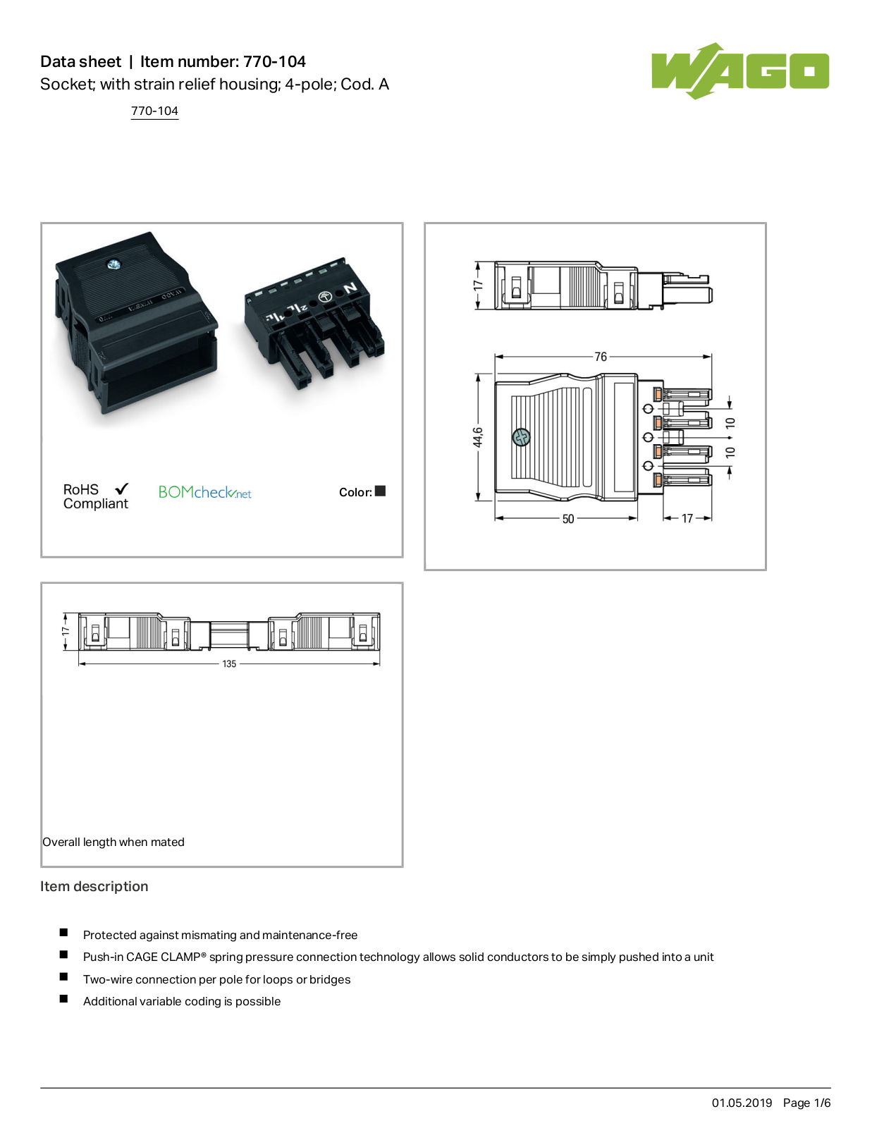 Wago 770-104 Data Sheet