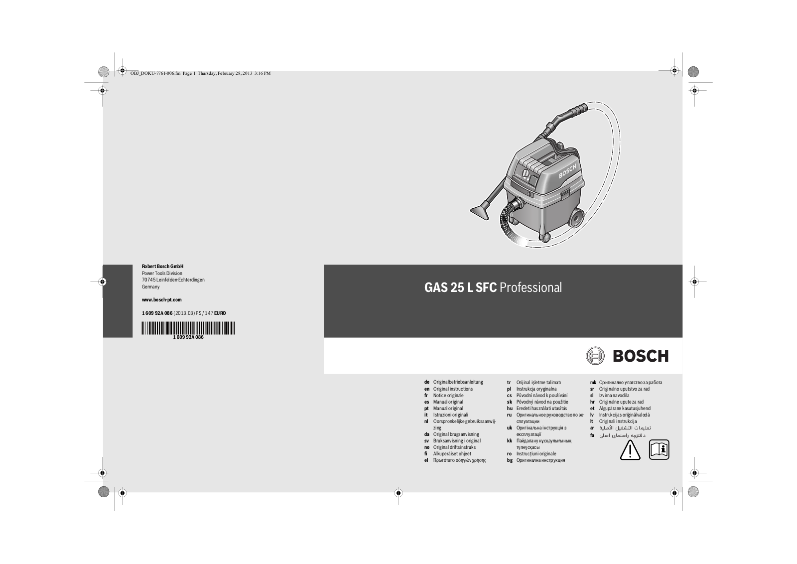 Bosch GAS 25 L SFC User Manual