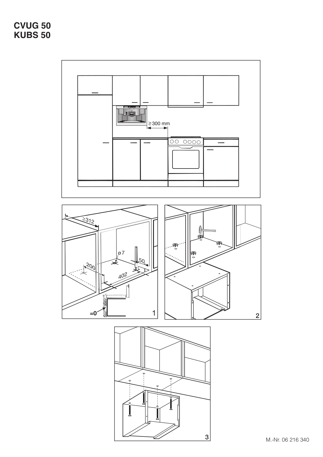 Miele CVUG 50, KUBS 50 assembly instructions