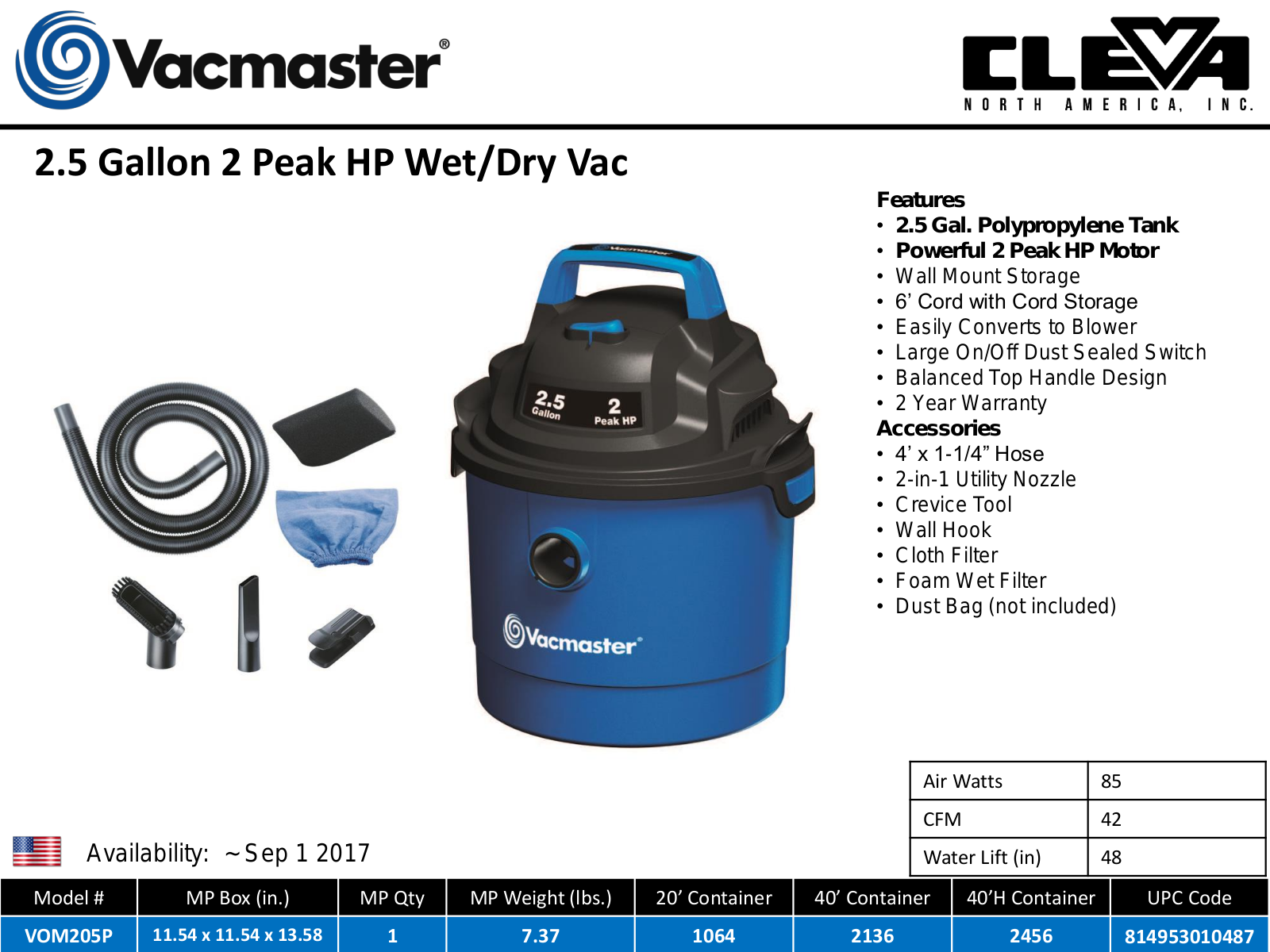 Vacmaster ZLM10007 Specifications - ManualMachine.com