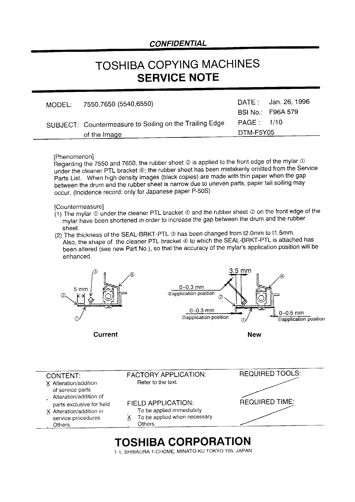 Toshiba f96a579 Service Note