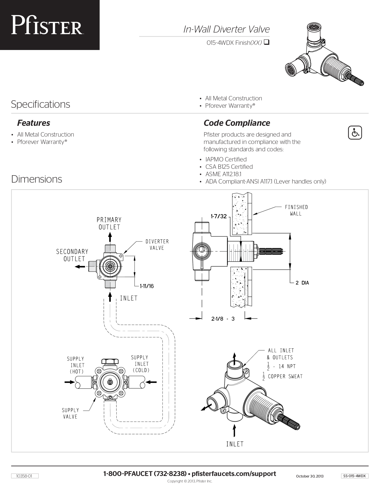 Pfister PPR3102 Specifications - ManualMachine.com