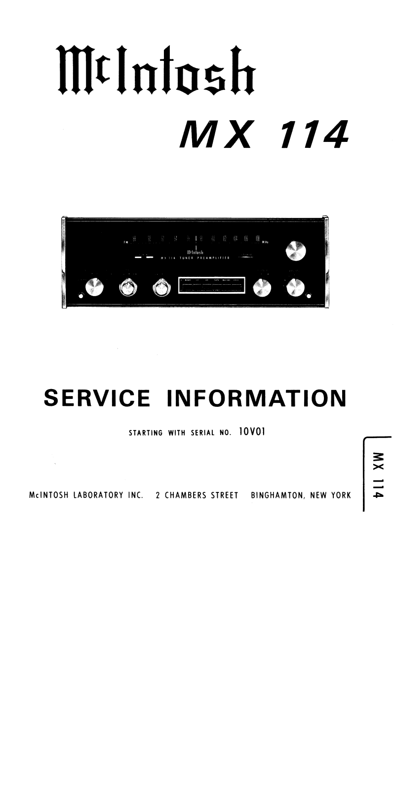 McIntosh MX-114 Service manual