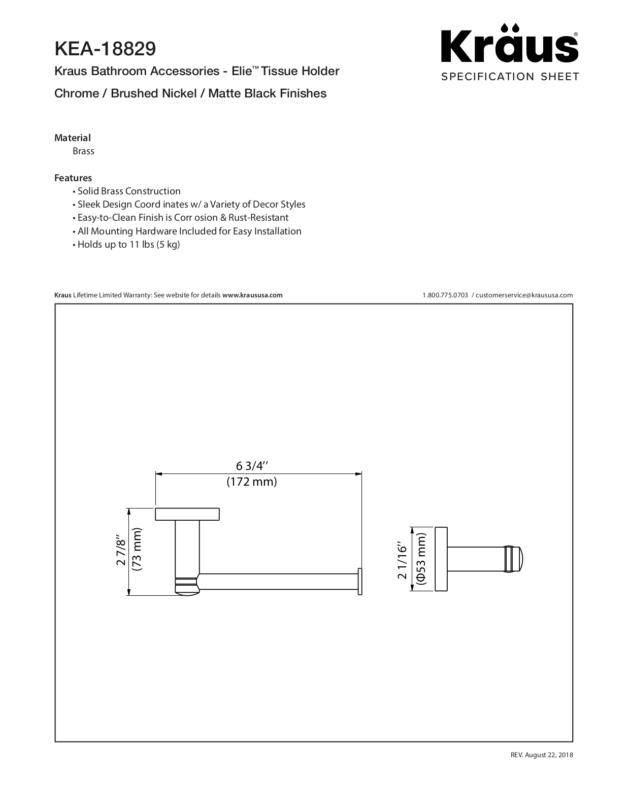 Kraus KEA18829BN Specs