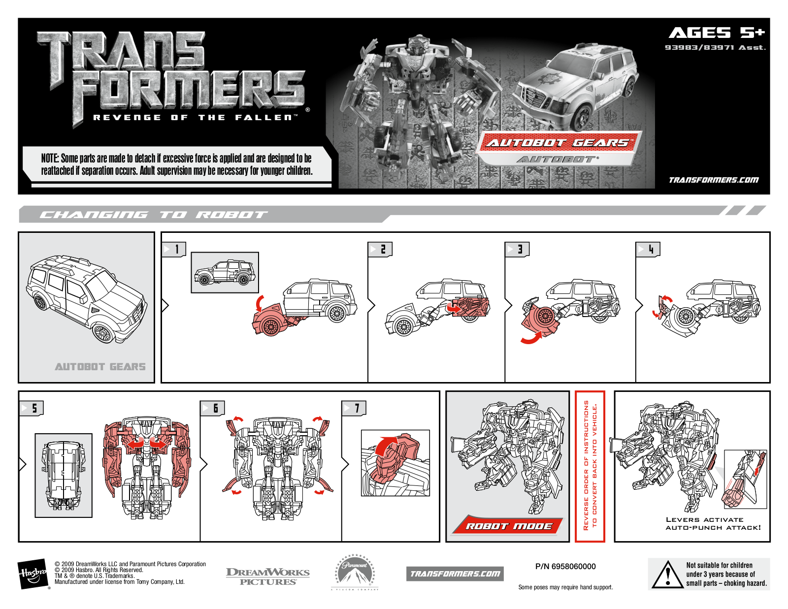 Hasbro TRANSFORMERS AUTOBOT GEARS User Manual