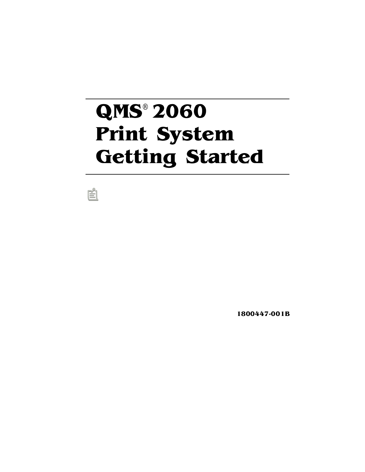 KONICA MINOLTA QMS 2060 Getting Started Guide