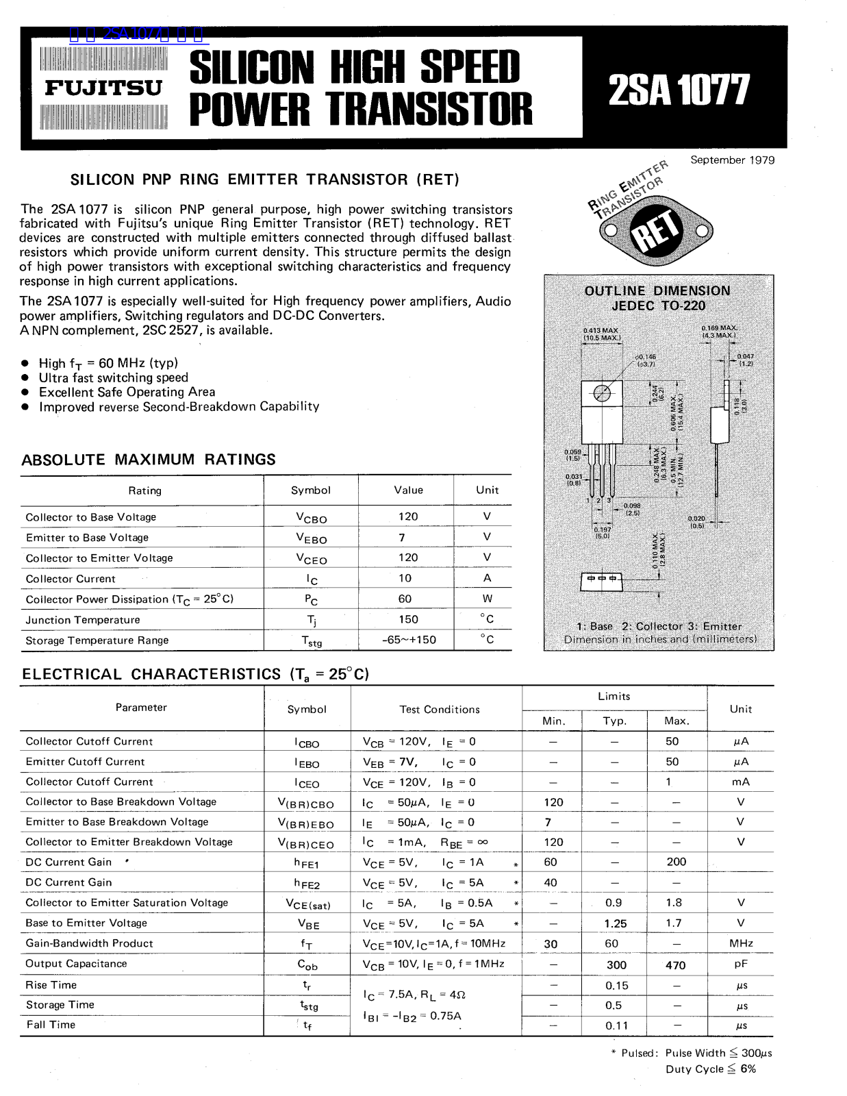 FUJITSU 2SA1077 Service Manual