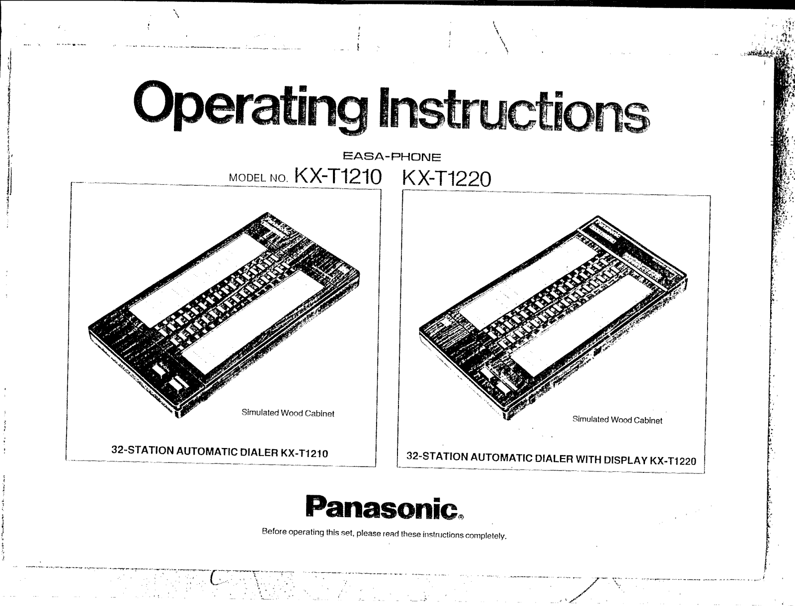 Panasonic kx-t1210 Operation Manual