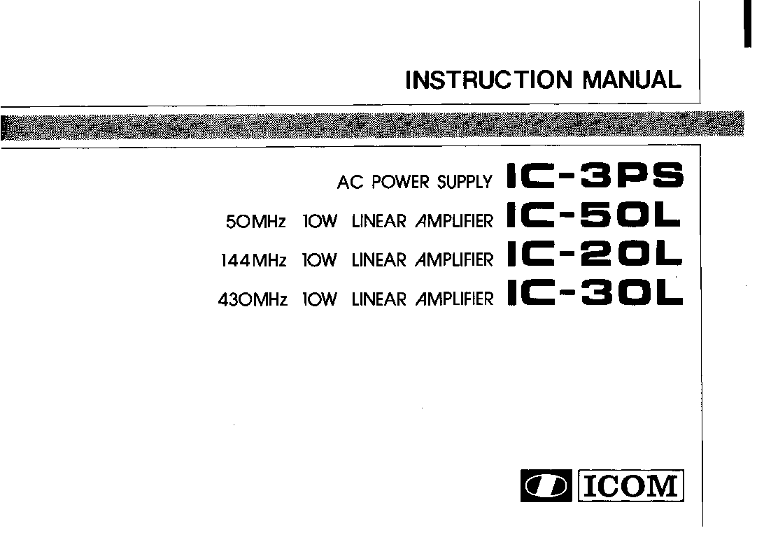 Icom IC-20L, IC-50L, IC-30L, IC-3PS User Manual