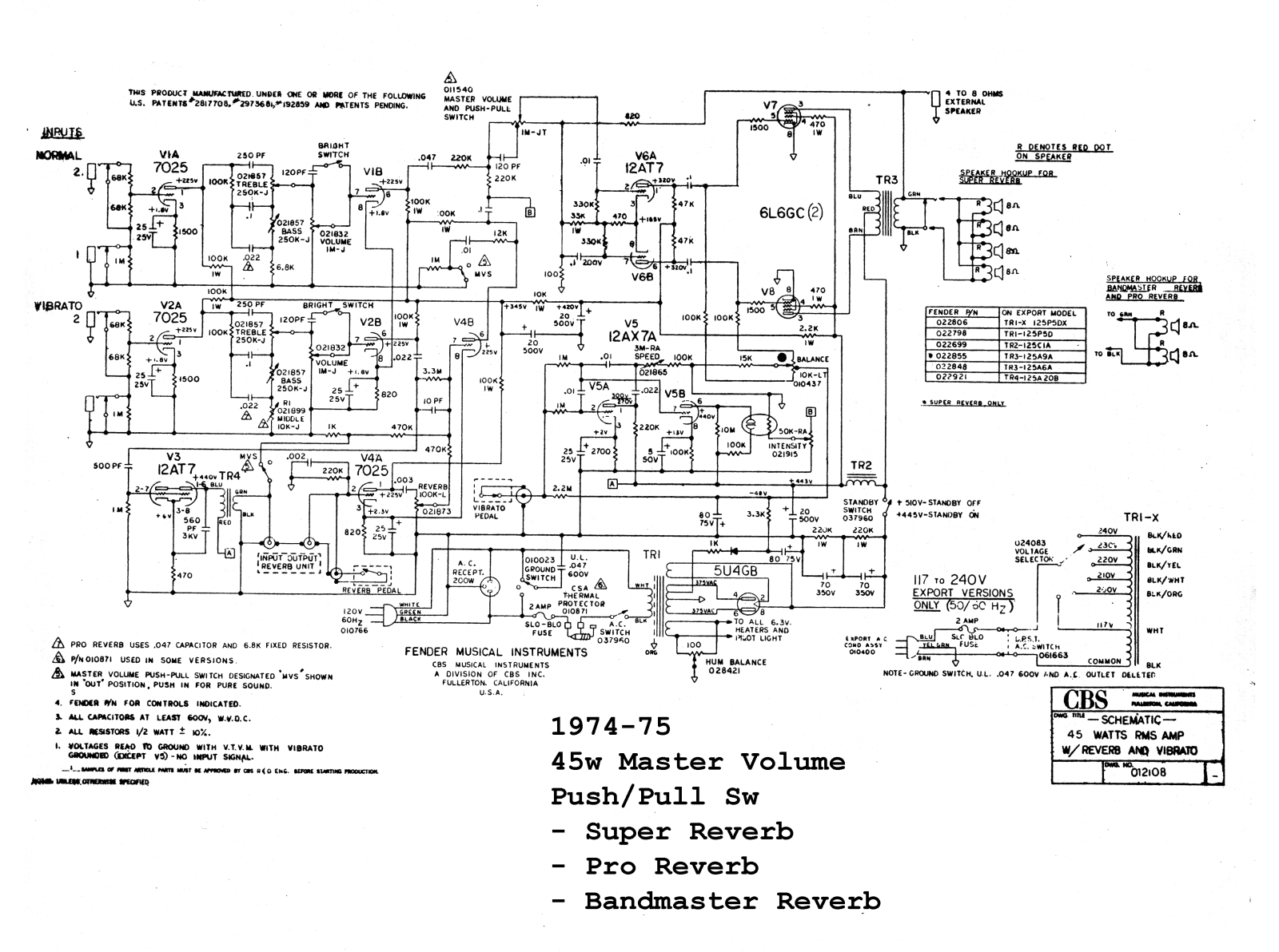 Fender cbs 45w schematic