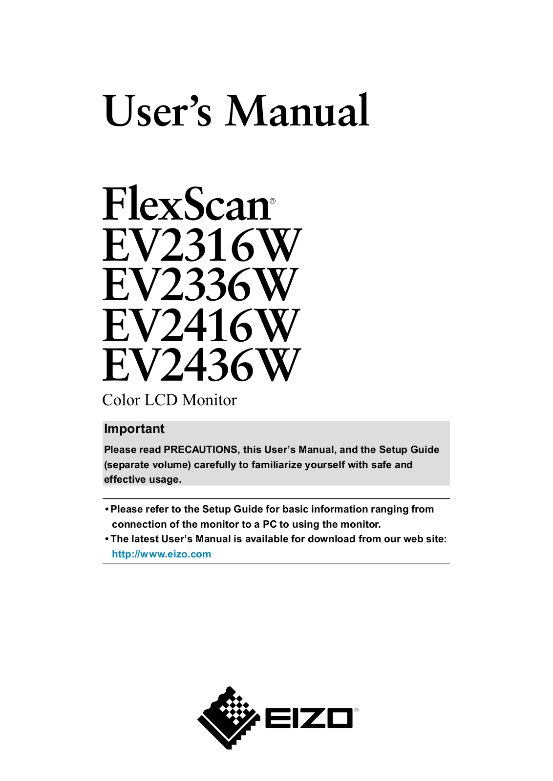 Eizo EV2416W, EV2336W, EV2436W, EV2316W User Manual