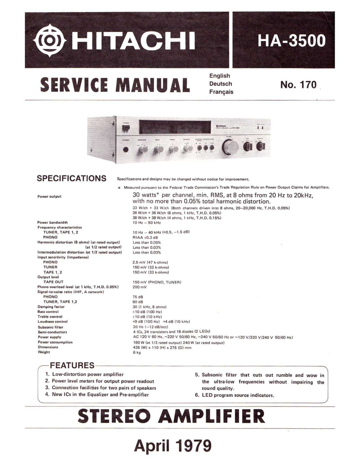 Hitachi HA-3500 Service manual