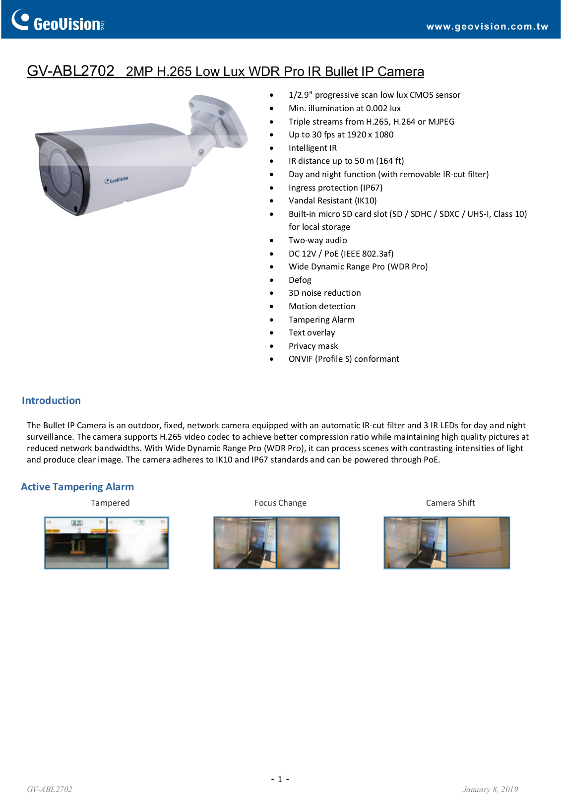 Geovision GV-ABL2702 Specsheet