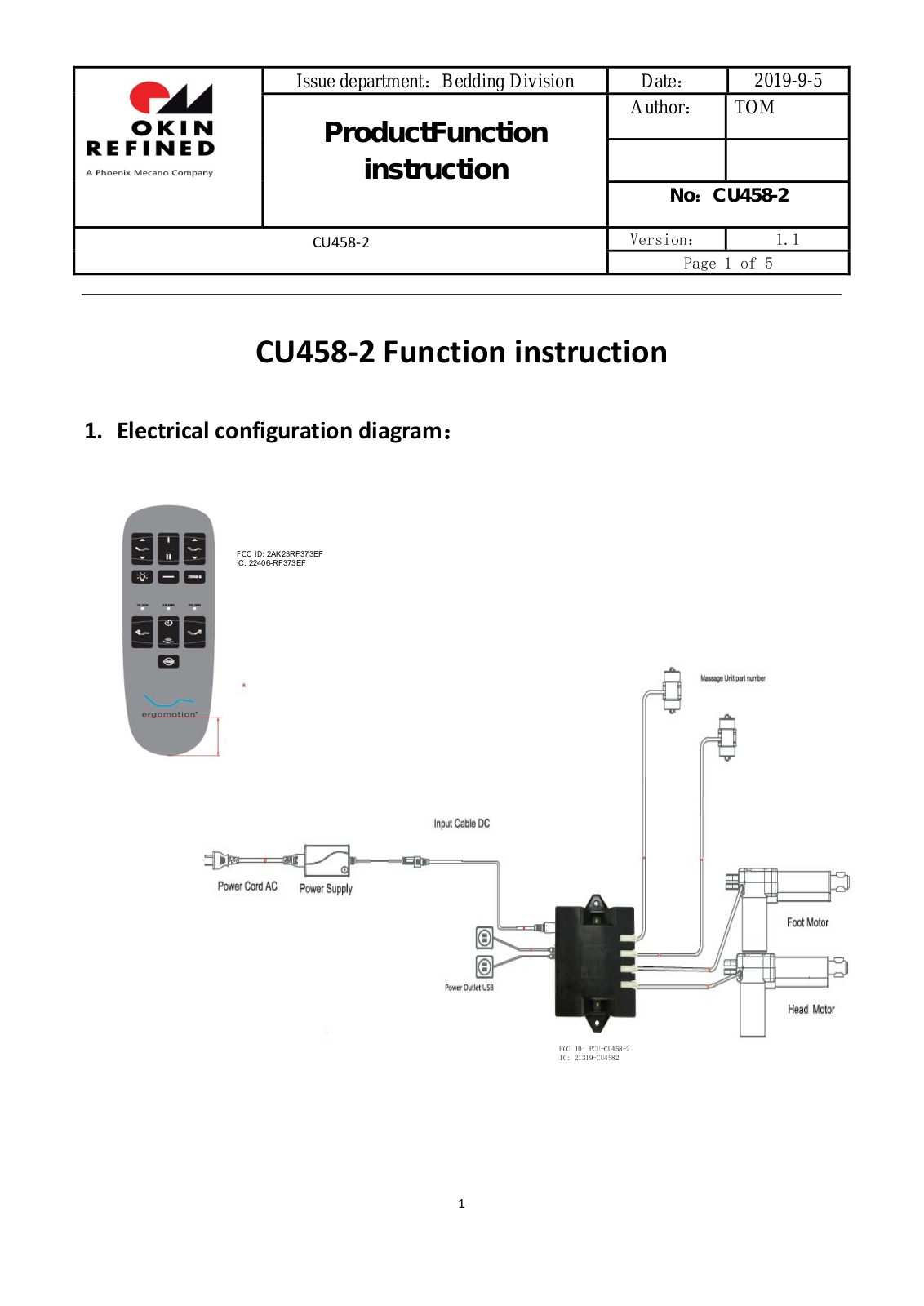 OKIN Refined Electric Technology CU458 2 User Manual