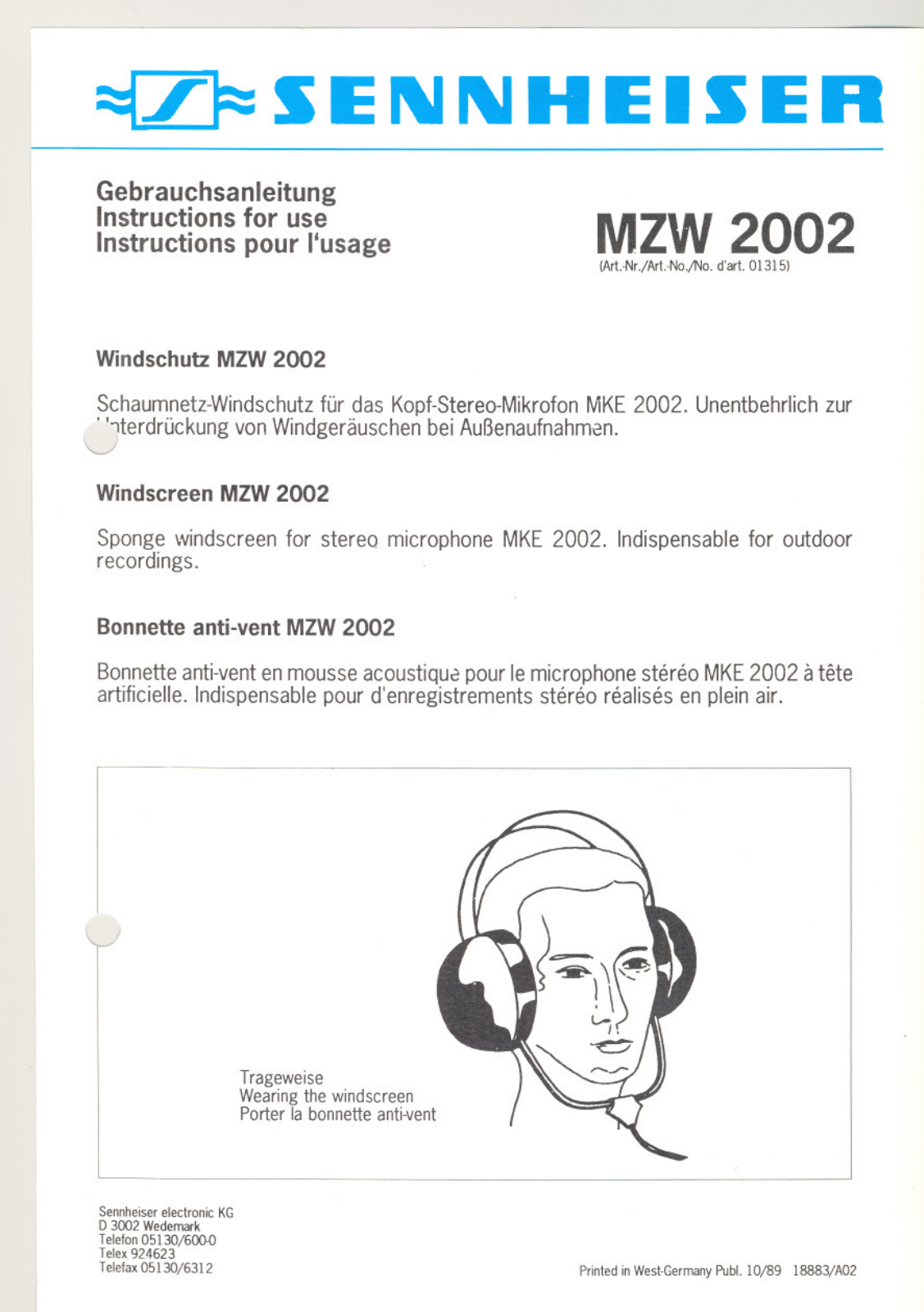 Sennheiser MZW 2002 User Manual