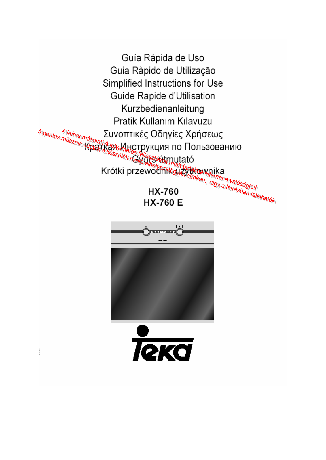 Teka HX-760, HX-760 E User Manual