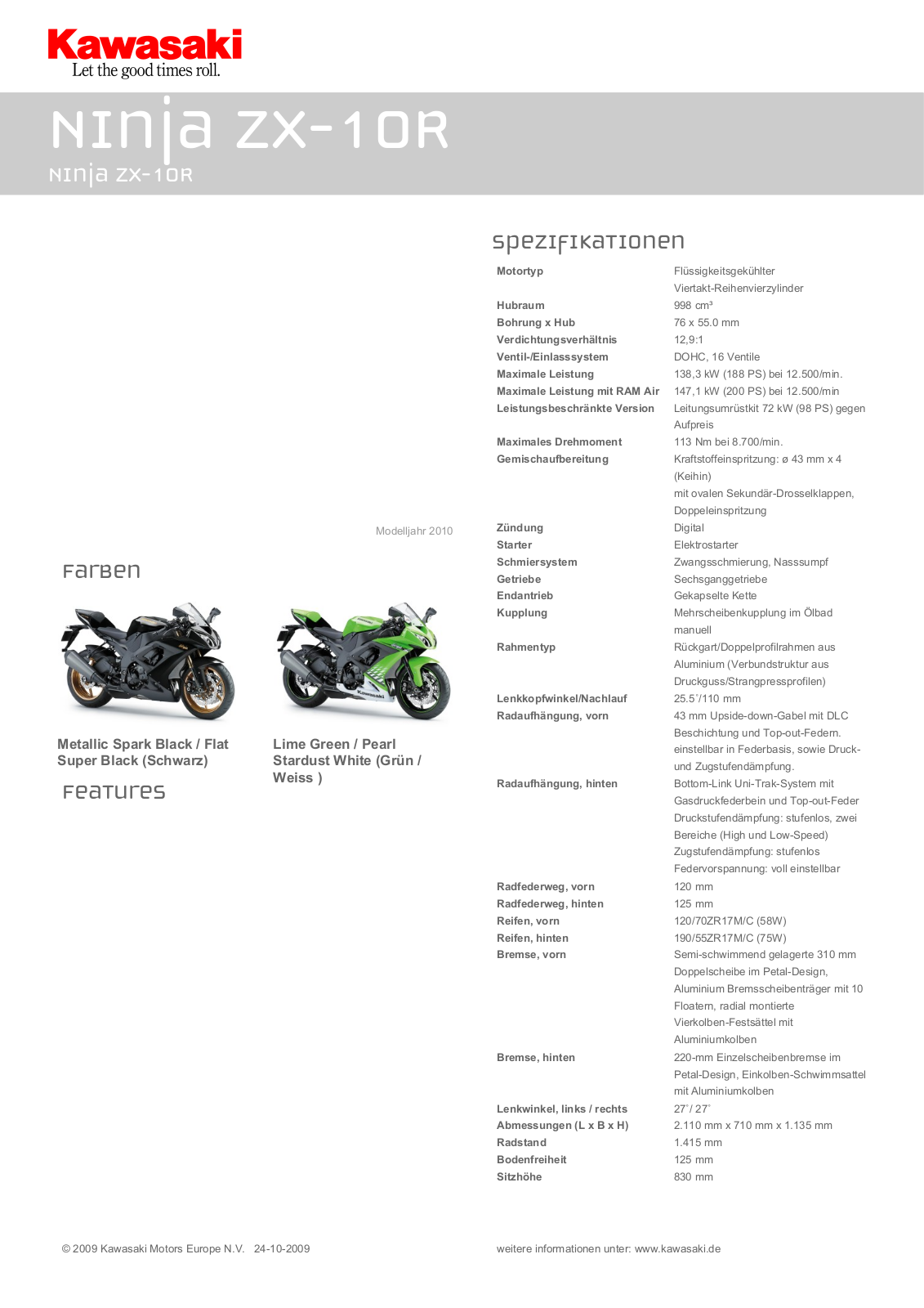 Kawasaki NINJA ZX-10R Brochure