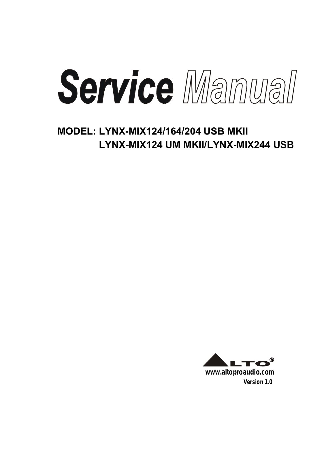 Alto Lynx-Mix124-UM-Mk2 Service Manual