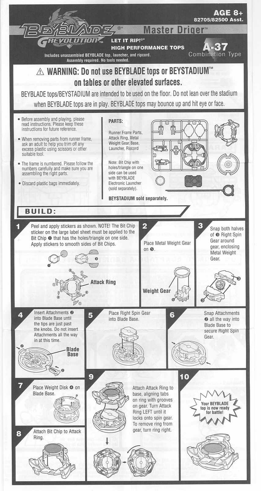 HASBRO Beyblade Grevolution Master Driger A37 User Manual