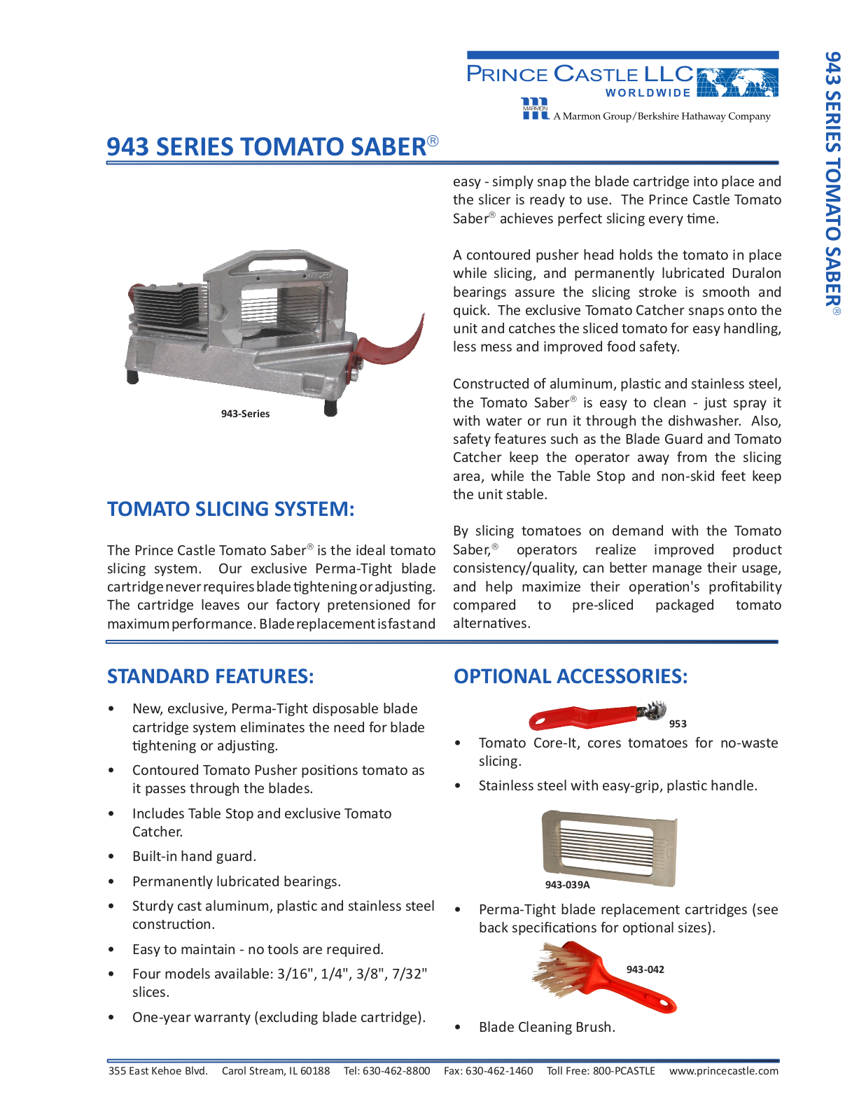 Prince Castle 943, 943-039A Specifications