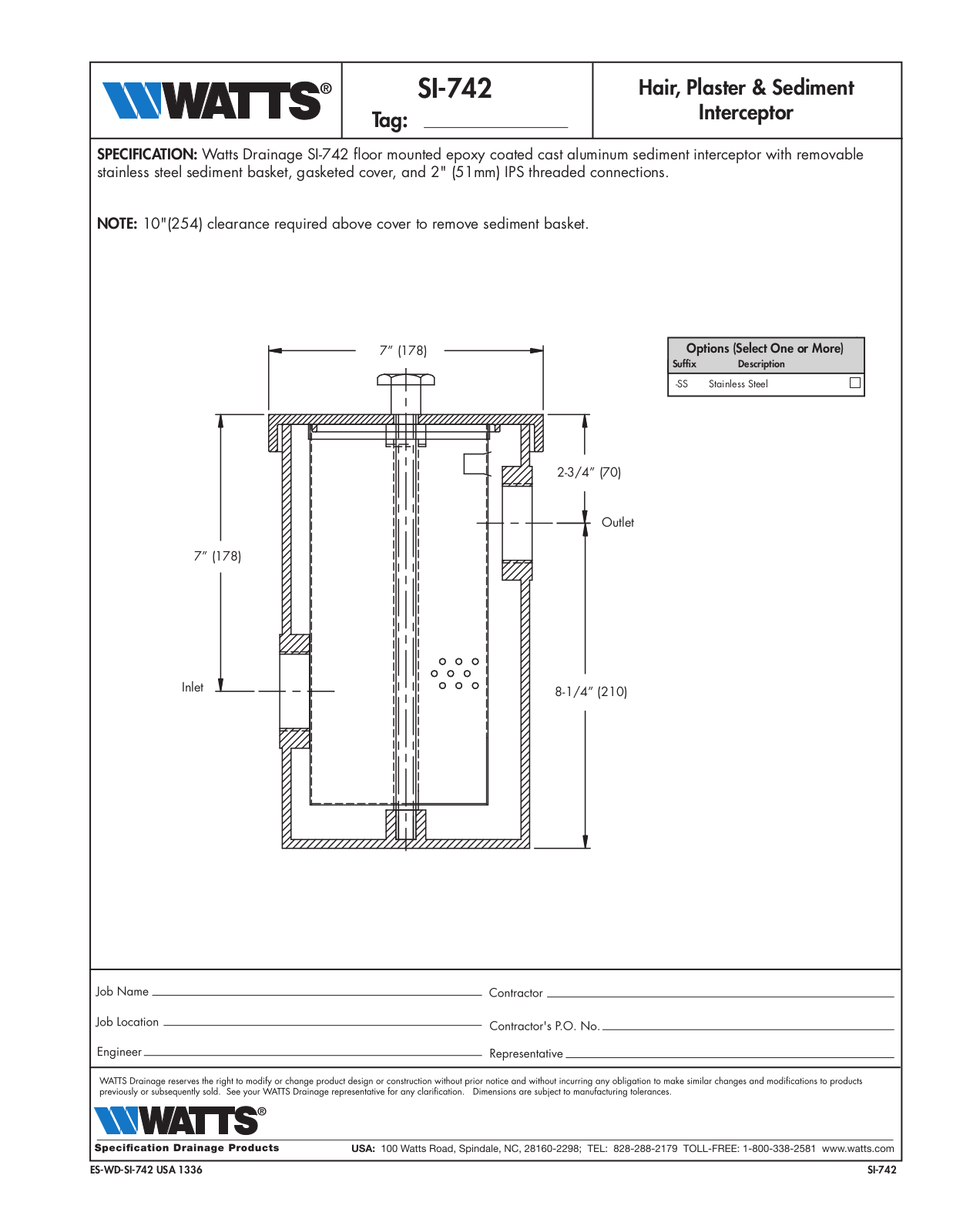 Watts SI-742 User Manual