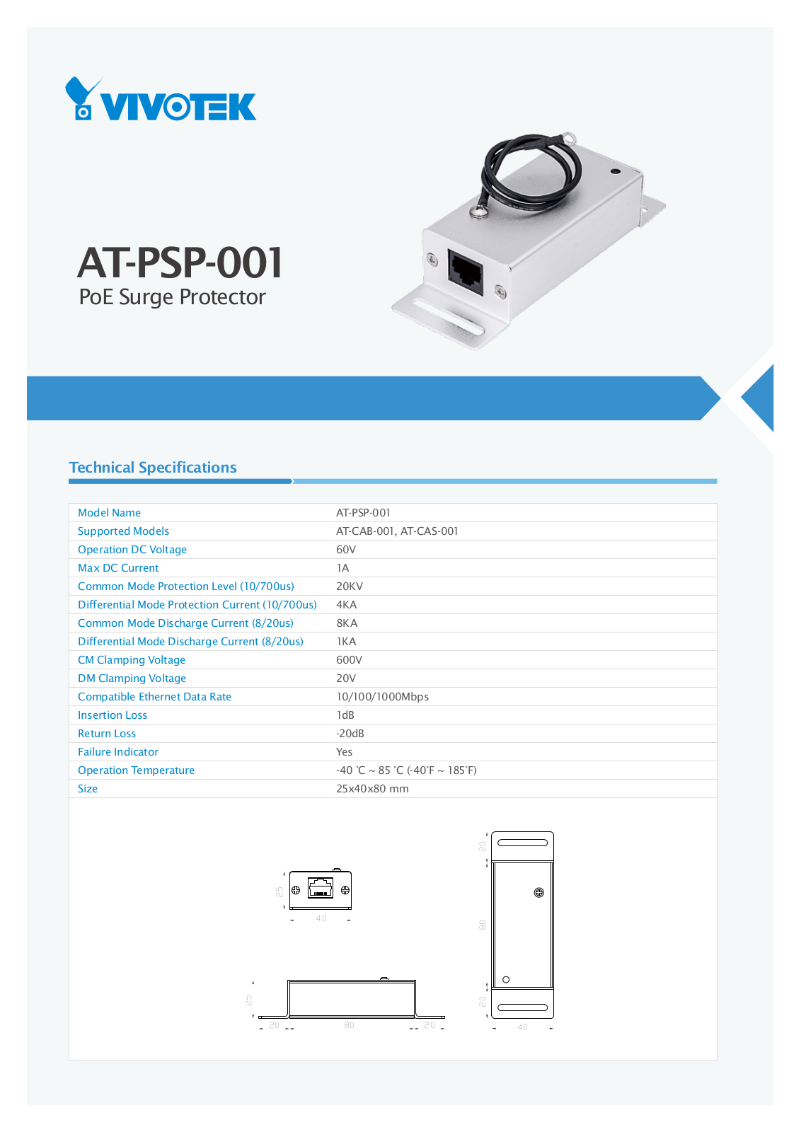 Vivotek AT-PSP-001 Specsheet