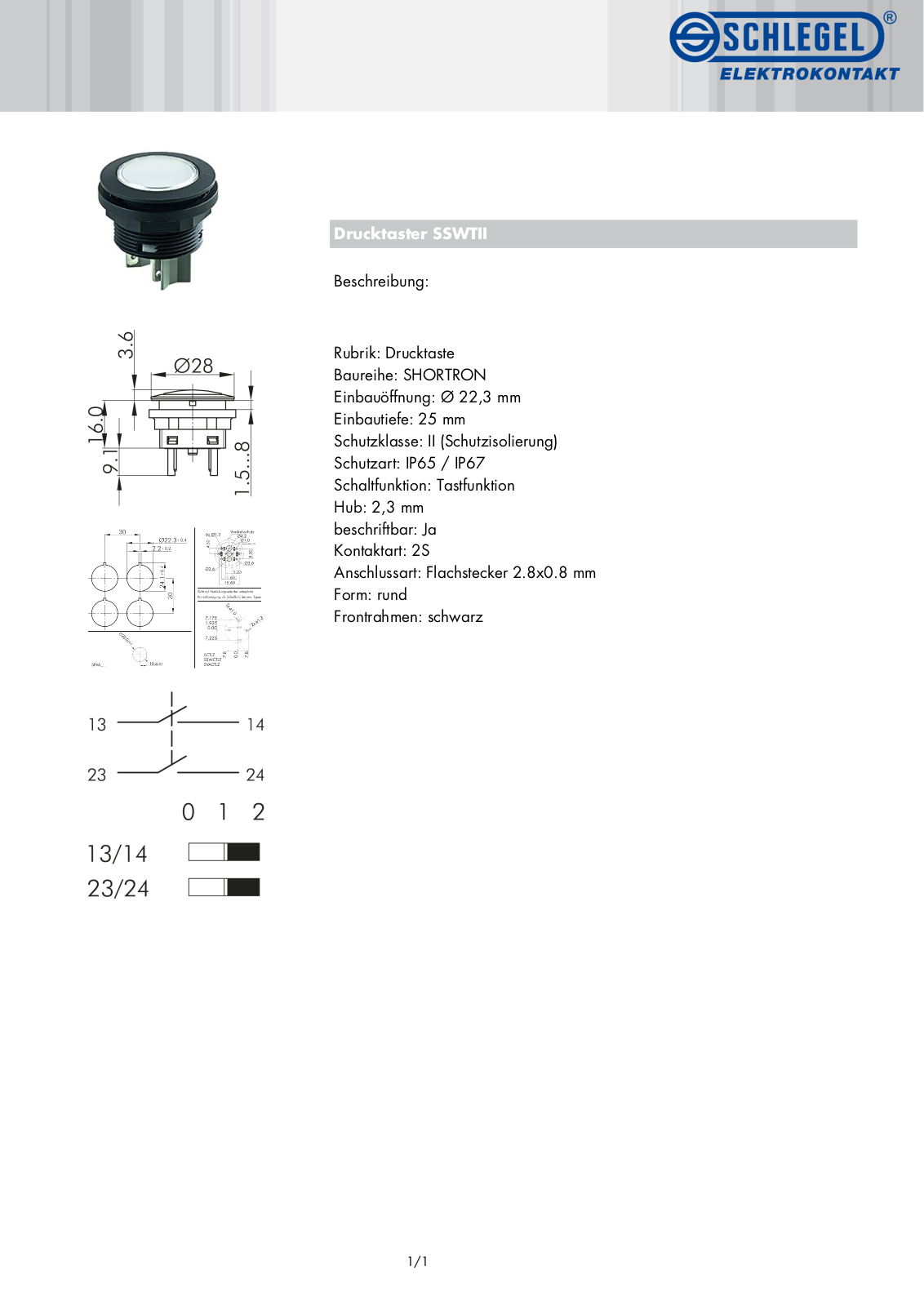 SCHLEGEL SSWT2 Datasheet - ManualMachine.com