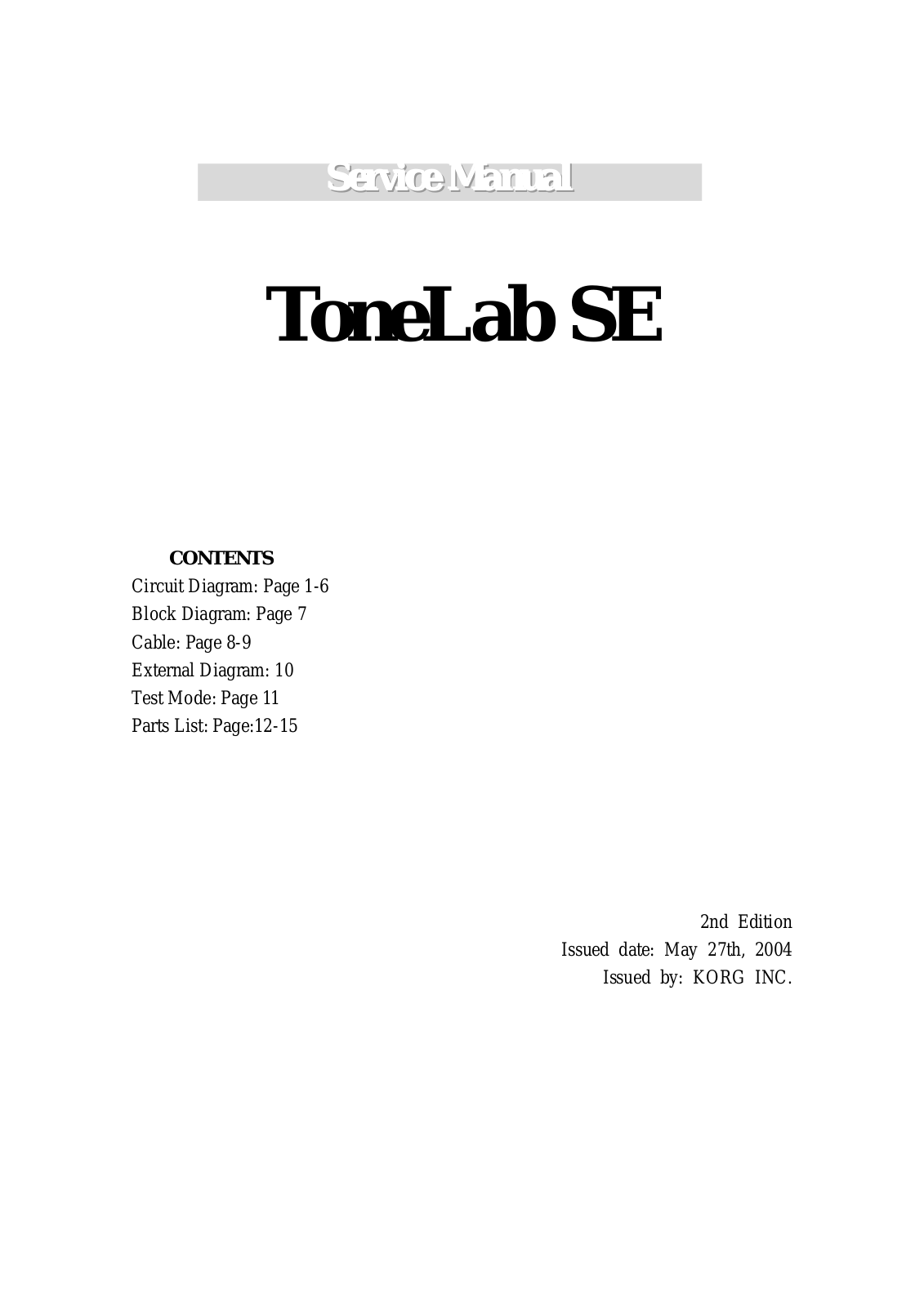 Korg ToneLabSE, X-2550 Schematic