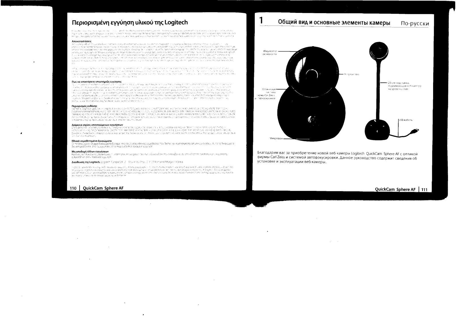 Logitech QC Sphere AF User Manual