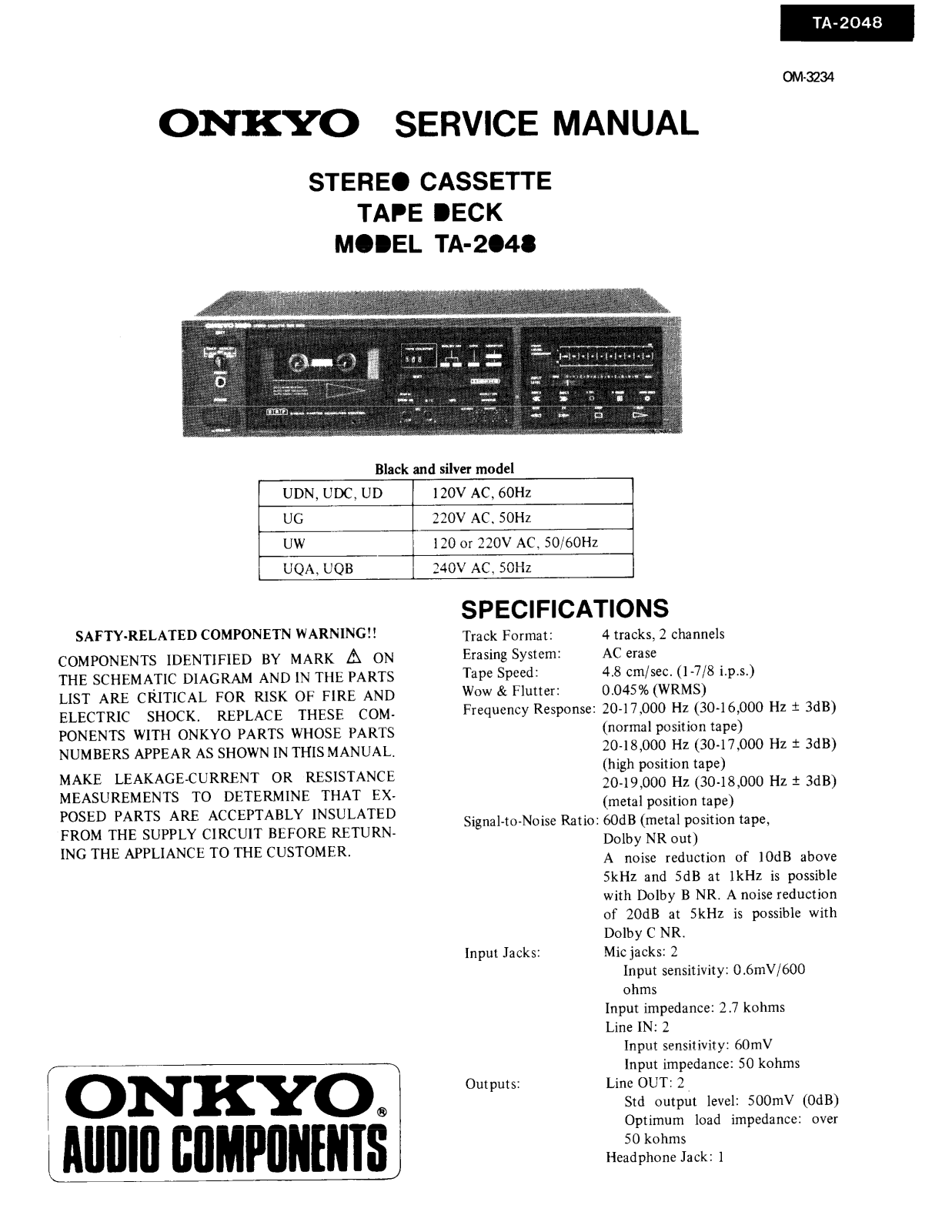 Onkyo TA-2048 Service manual