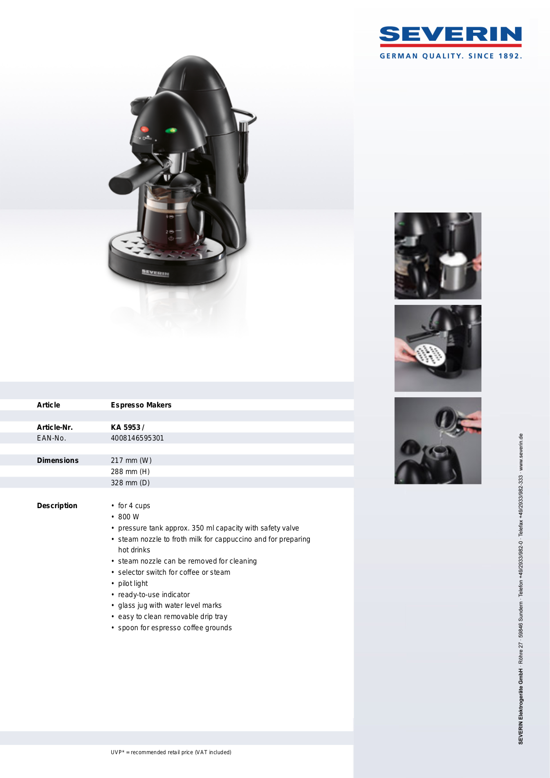 Severin ESPRESSO MAKERS User Manual