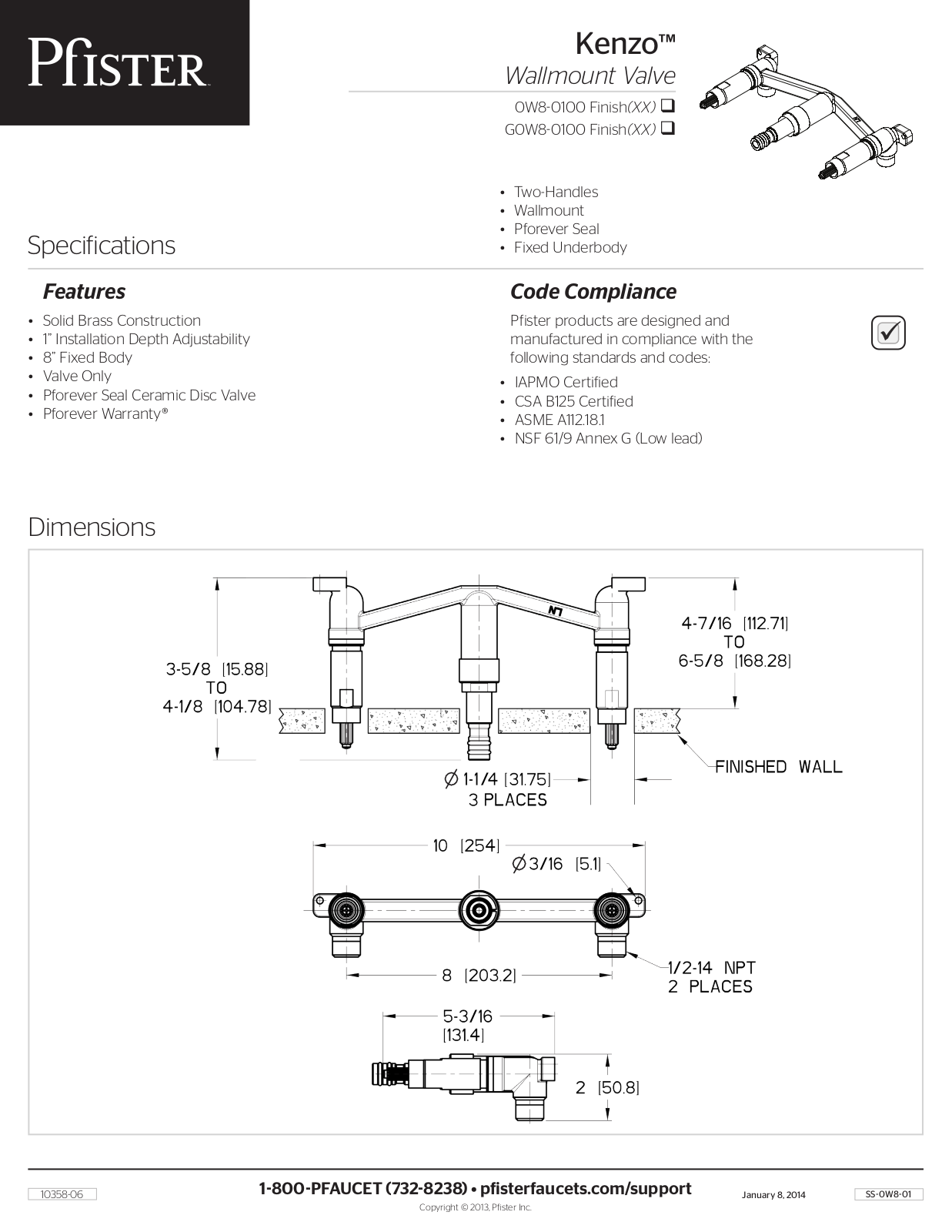 Pfister PPR10109 Specification - ManualMachine.com