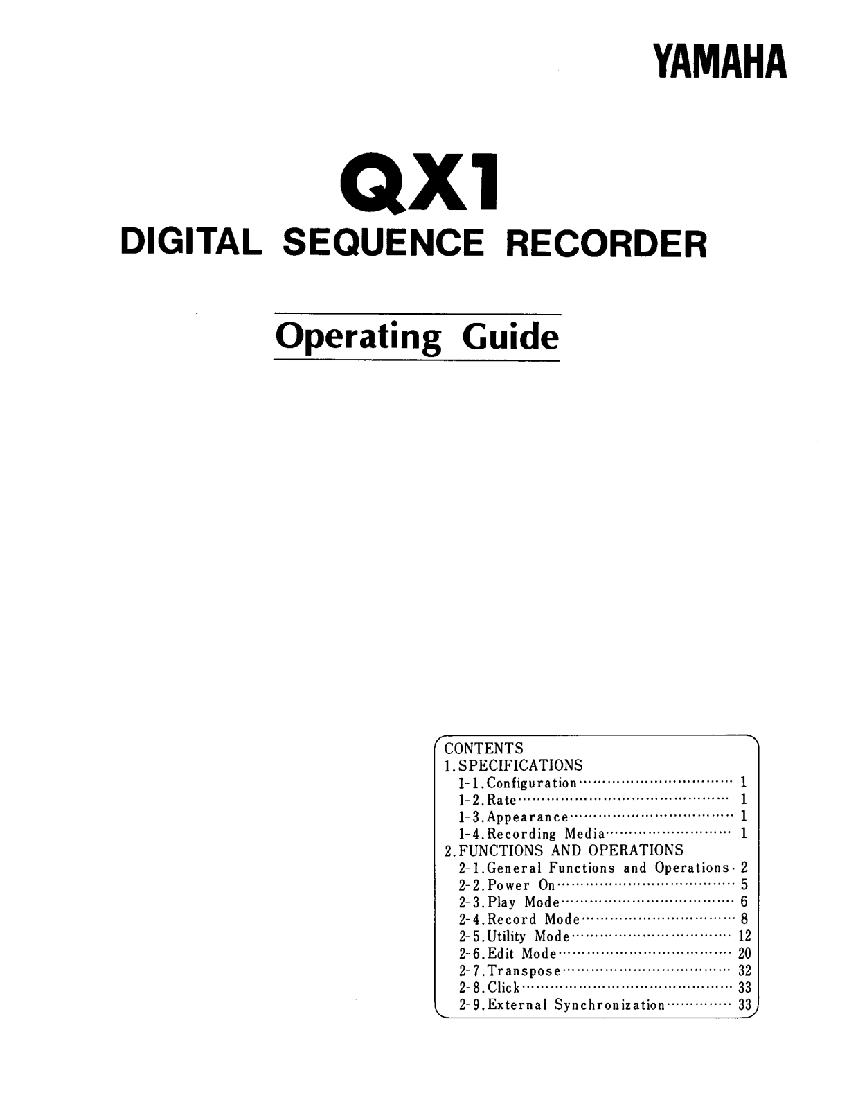 Yamaha QX1, QX1E3 User Manual 3