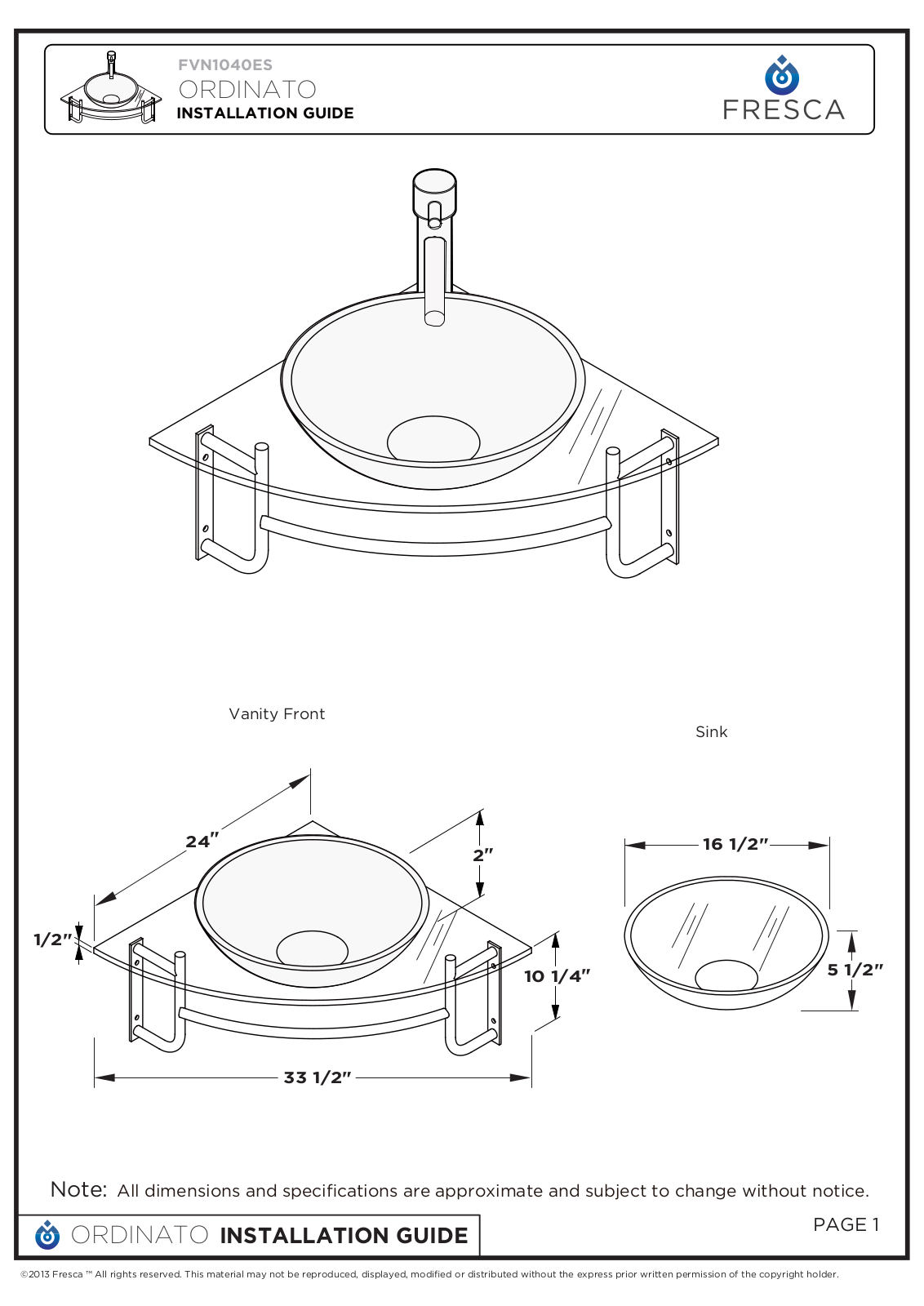 Fresca FBH1574 Installation Instructions - ManualMachine.com