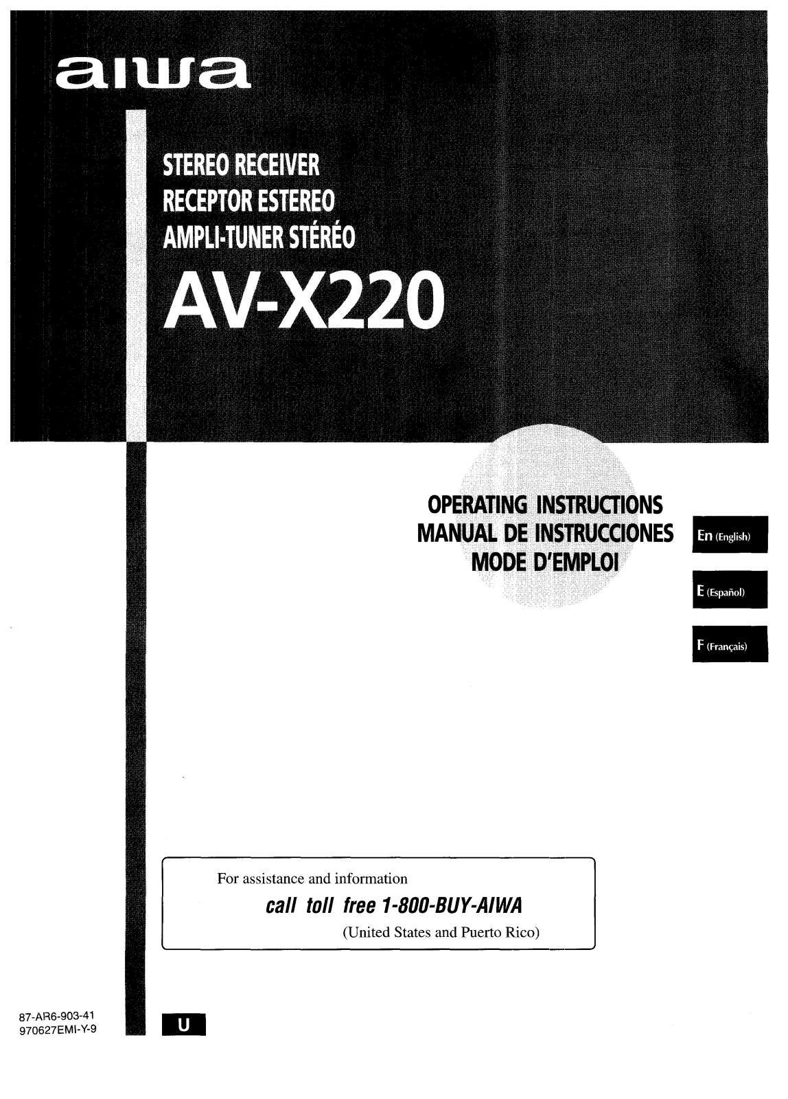 Sony AVX220 Operating Manual