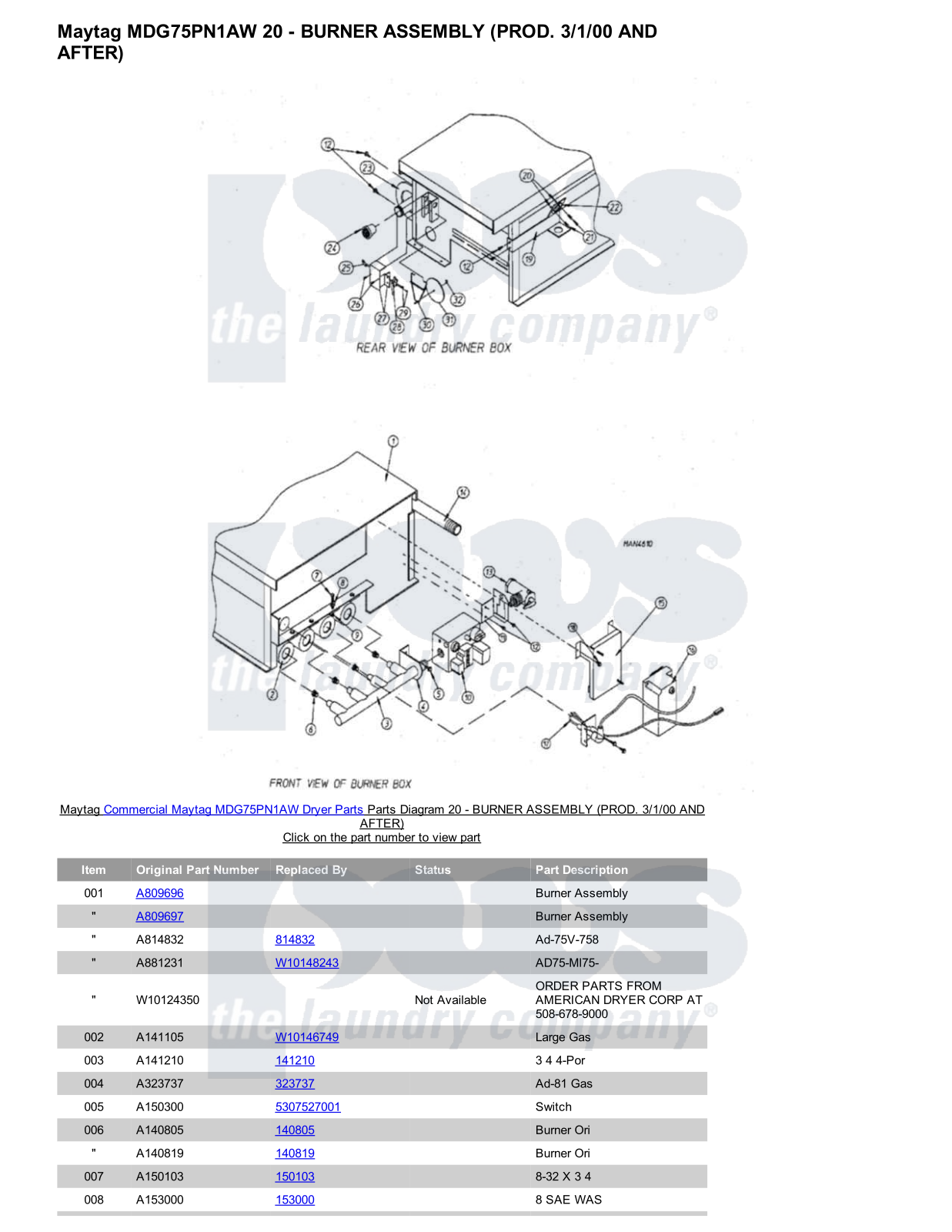 Maytag MDG75PN1AW Parts Diagram