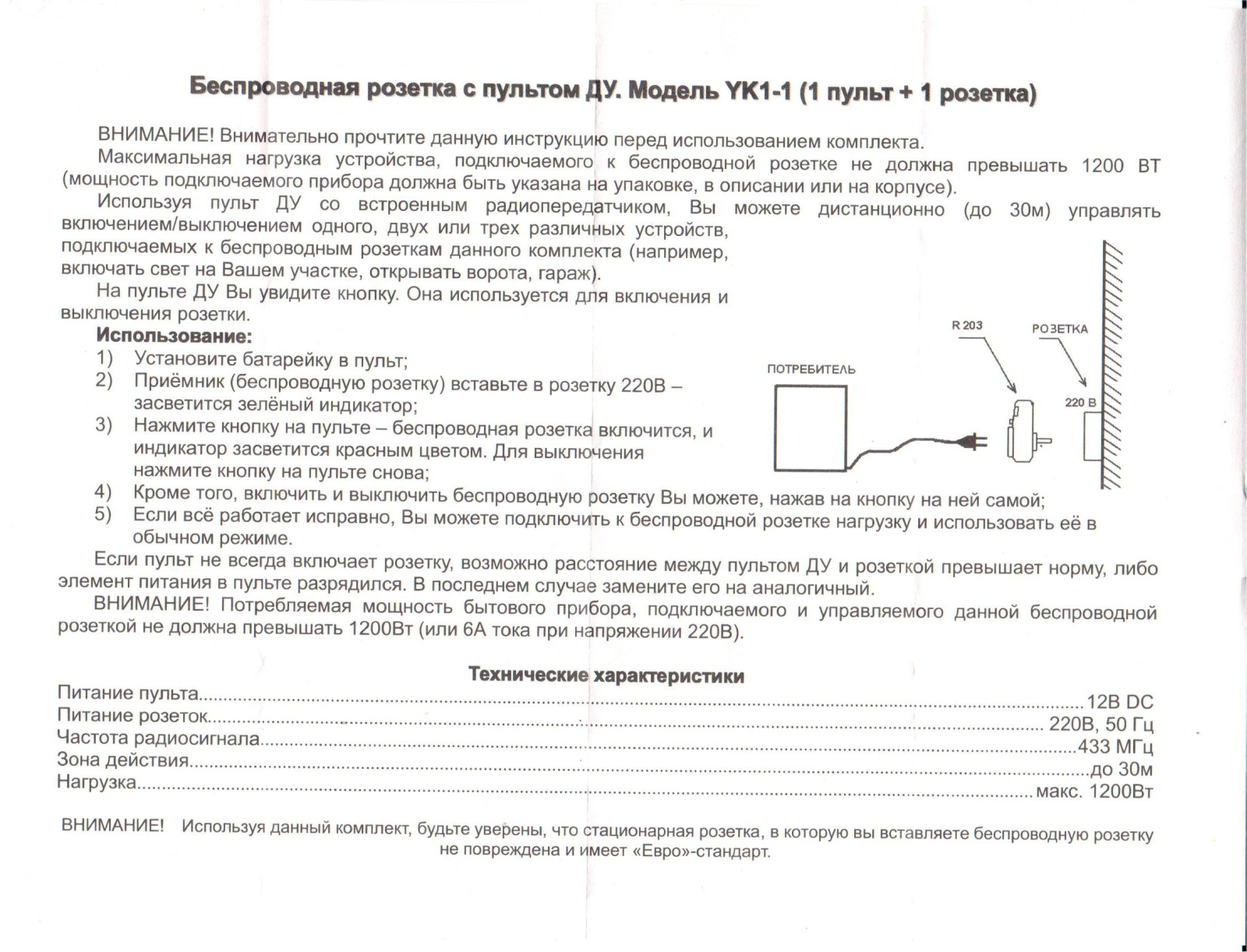 31 Век YK1-1 User Manual