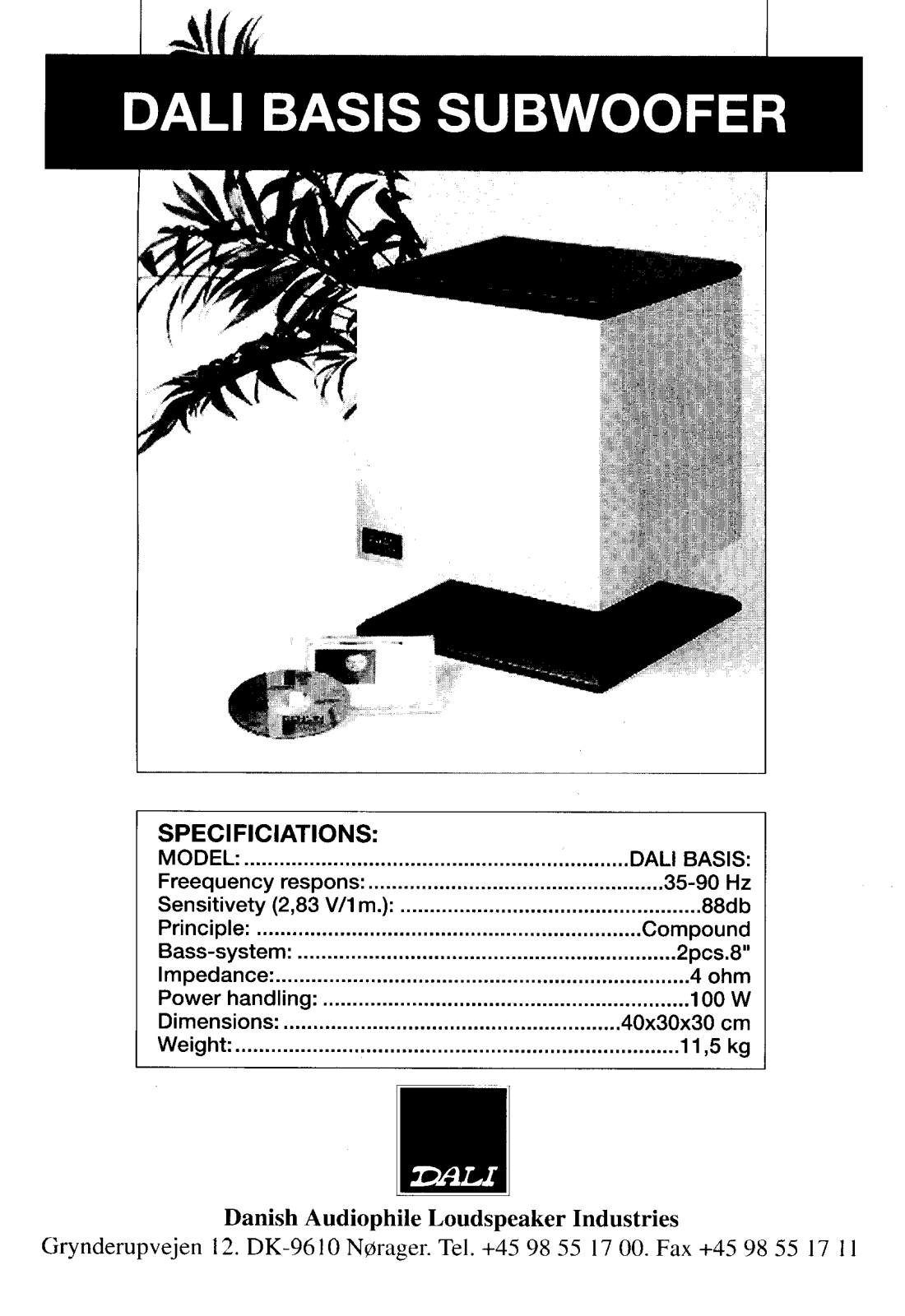 Dali Basis Owners manual