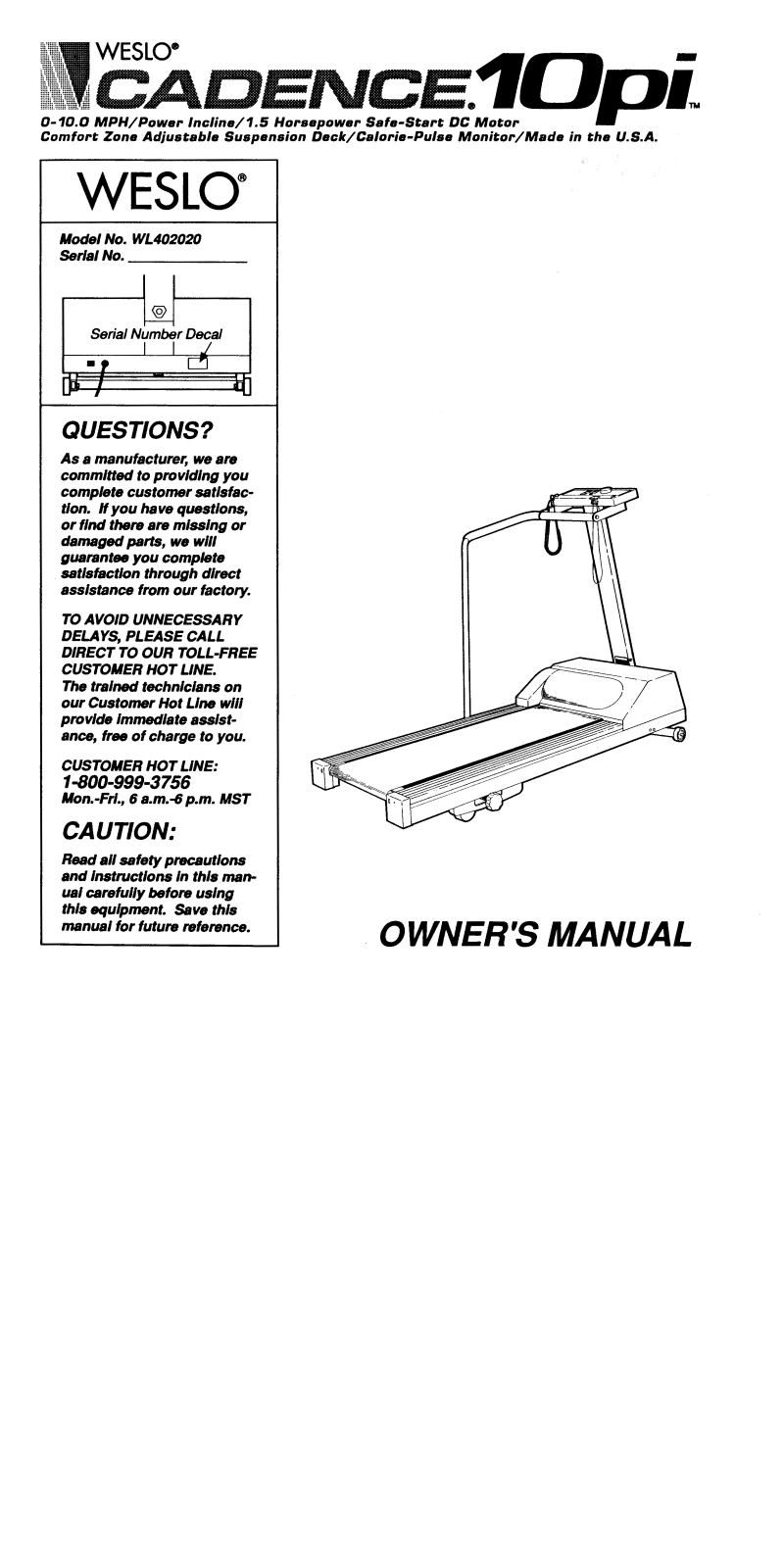 Weslo WL402020 Owner's Manual