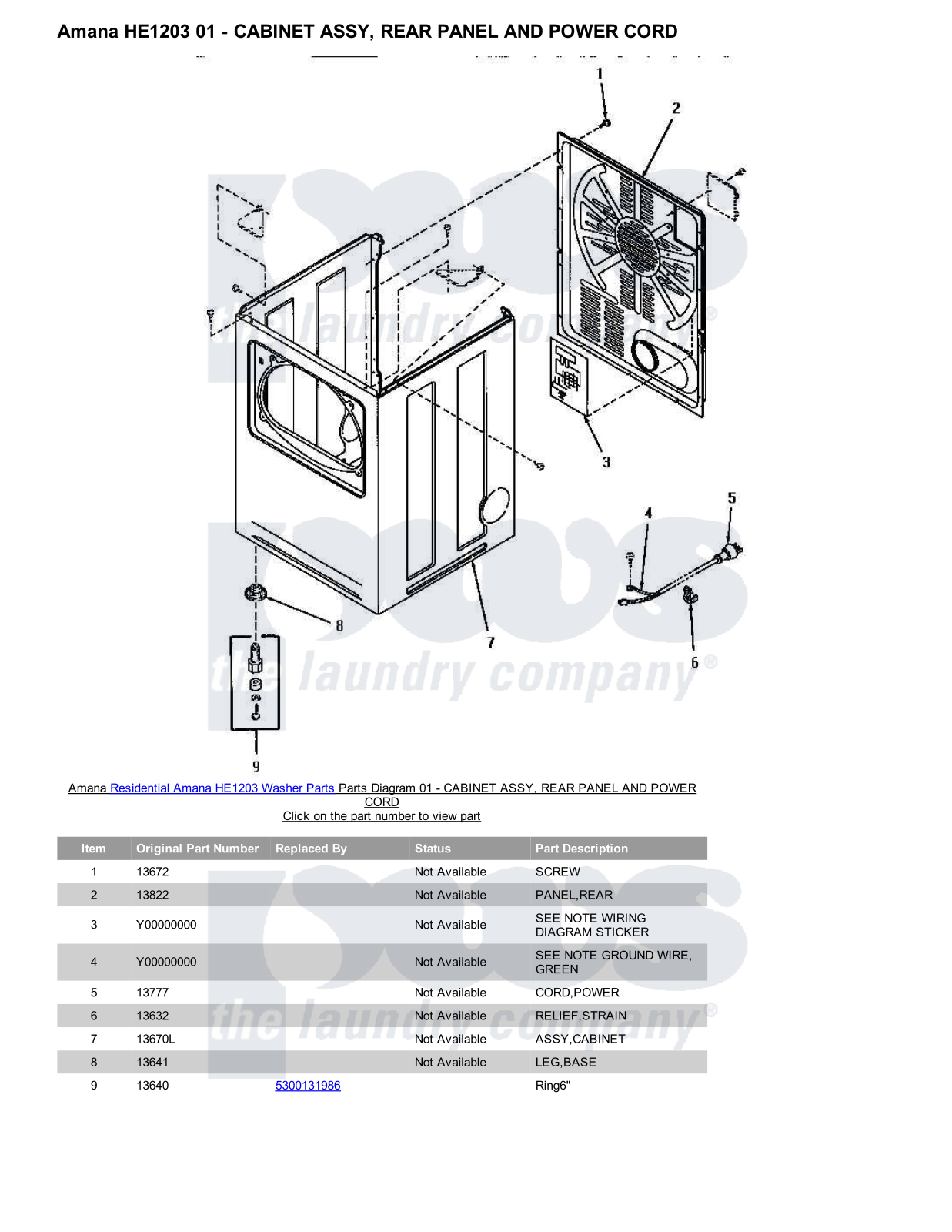 Amana HE1203 Parts Diagram